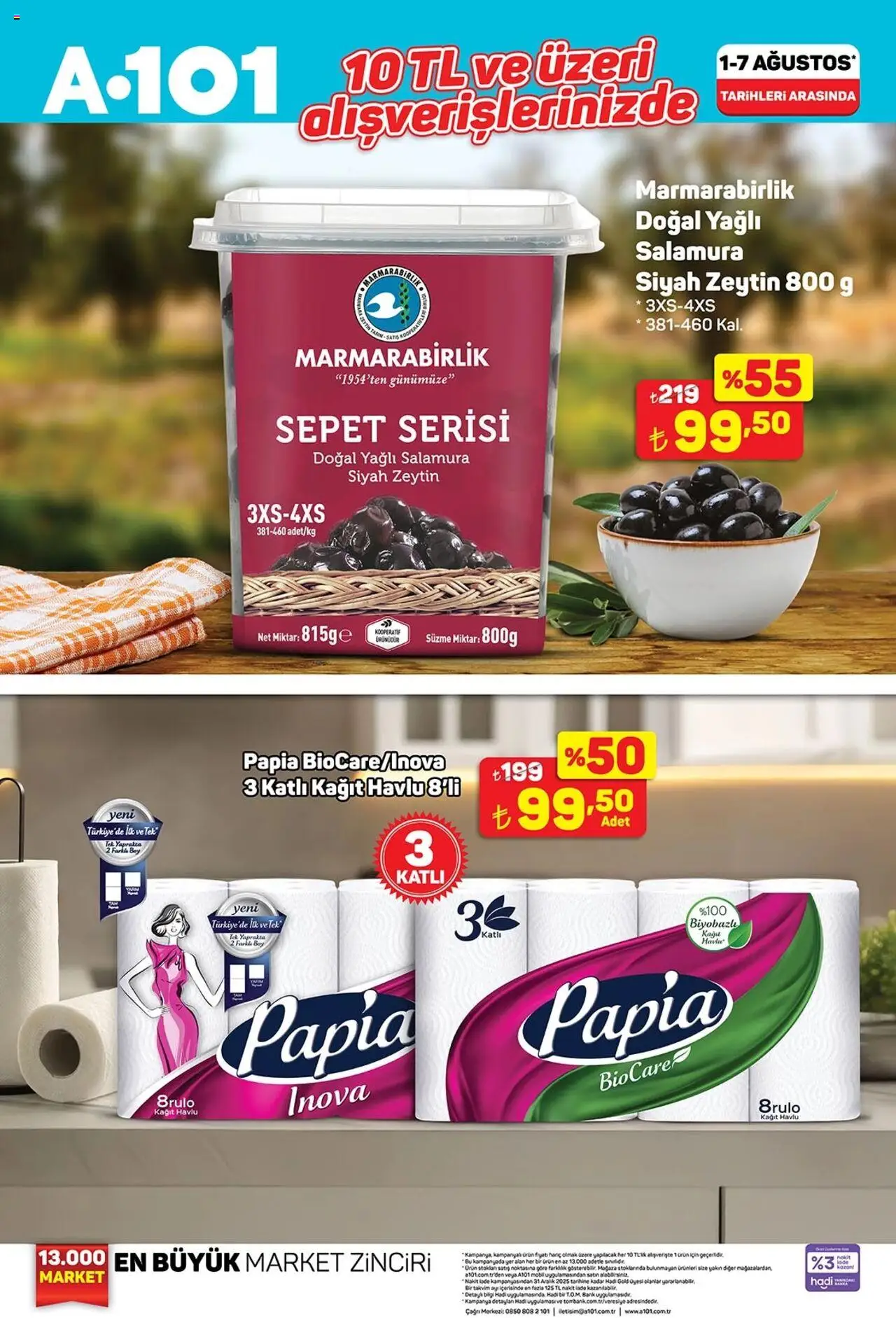 A101 Katalog - 01.08.2025 tarihinden itibaren geçerlidir | Sayfa: 3 | Ürünler: Sepet, Kağıt havlu, Zeytin