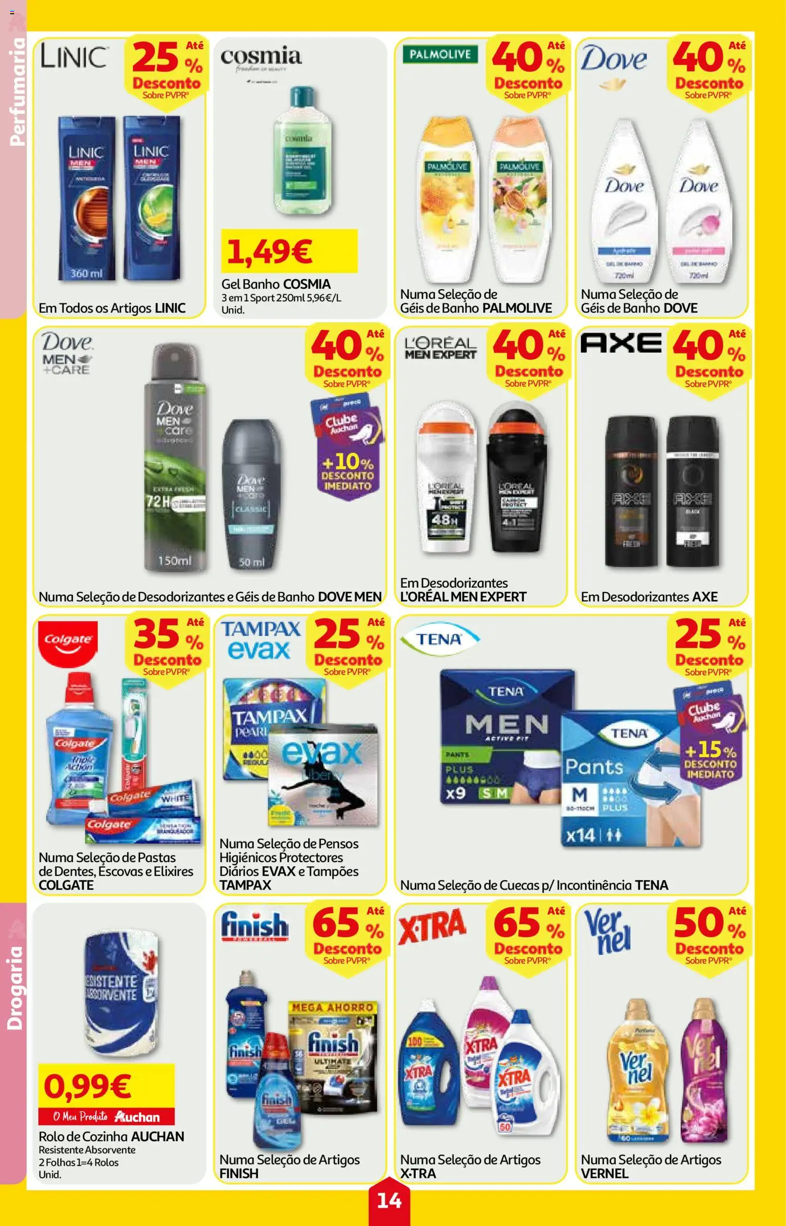 Minipreço folheto │ válido de 27.11.2025 | Página: 14 | Produtos: Pensos higiénicos, Banho, Cuecas