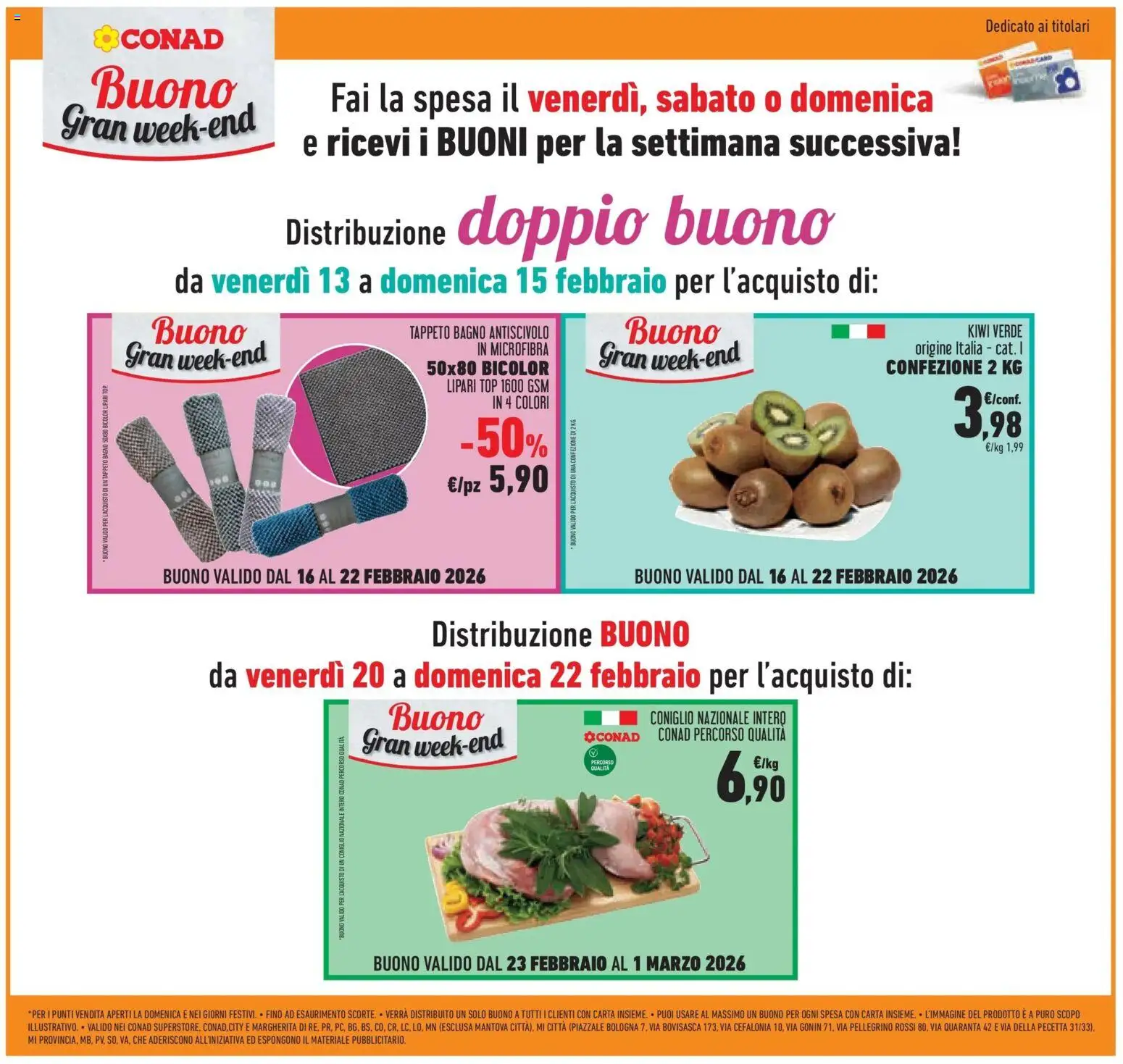 Volantino Conad del 11.02.2026 | Pagina: 41 | Prodotti: Kiwi, Top, Bagno, Tappeto