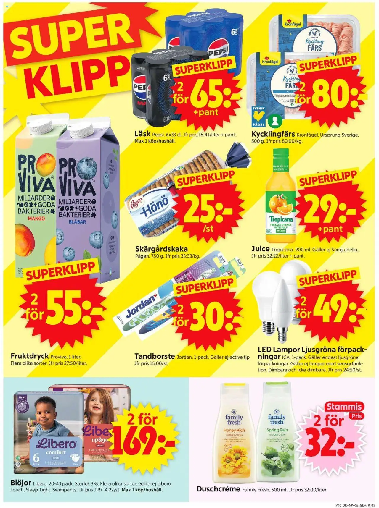 ICA Supermarket reklamblad aktuell från 29.09.2025 | Sida: 5 | Produkter: Juice, Blöjor, Mango, Blåbär