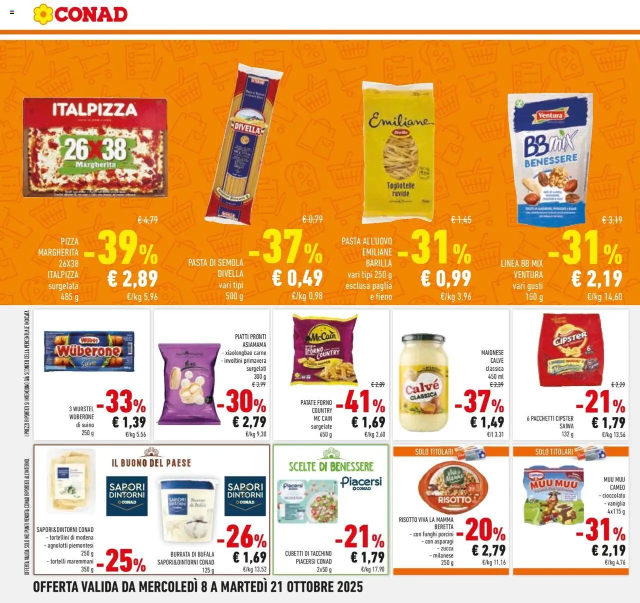 Volantino Conad del 08.10.2025 | Pagina: 30 | Prodotti: Pasta, Funghi, Zucca, Burrata