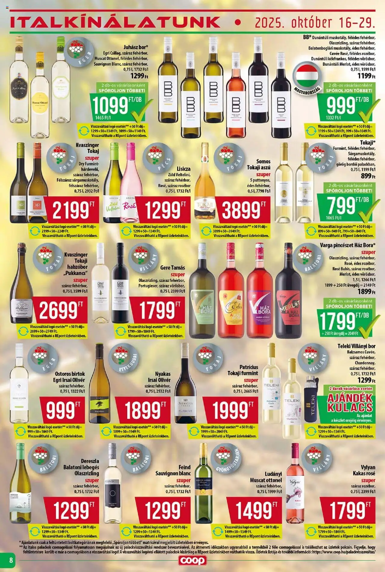 COOP akciós ujság - amely érvényes a következő dátumtól: 24.10.2025 | Oldal: 8 | Termékek: Egér, Kulacs, Bor