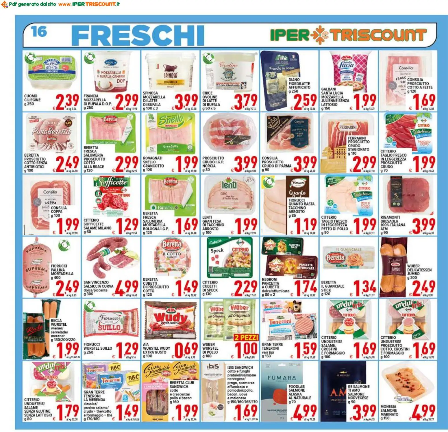 Volantino Ipertriscount del 26.01.2026 | Pagina: 16 | Prodotti: Uova, Salame, Latte, Guanciale