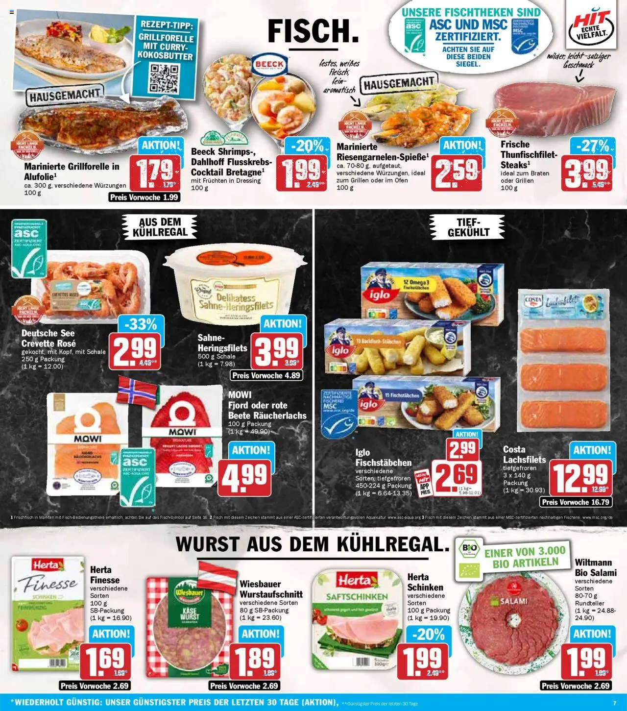 HIT - Rhineland-Palatinate - gültig ab dem 04.08.2025 | Seite: 7 | Produkte: Iglo, Räucherlachs, Wurst, Fleisch