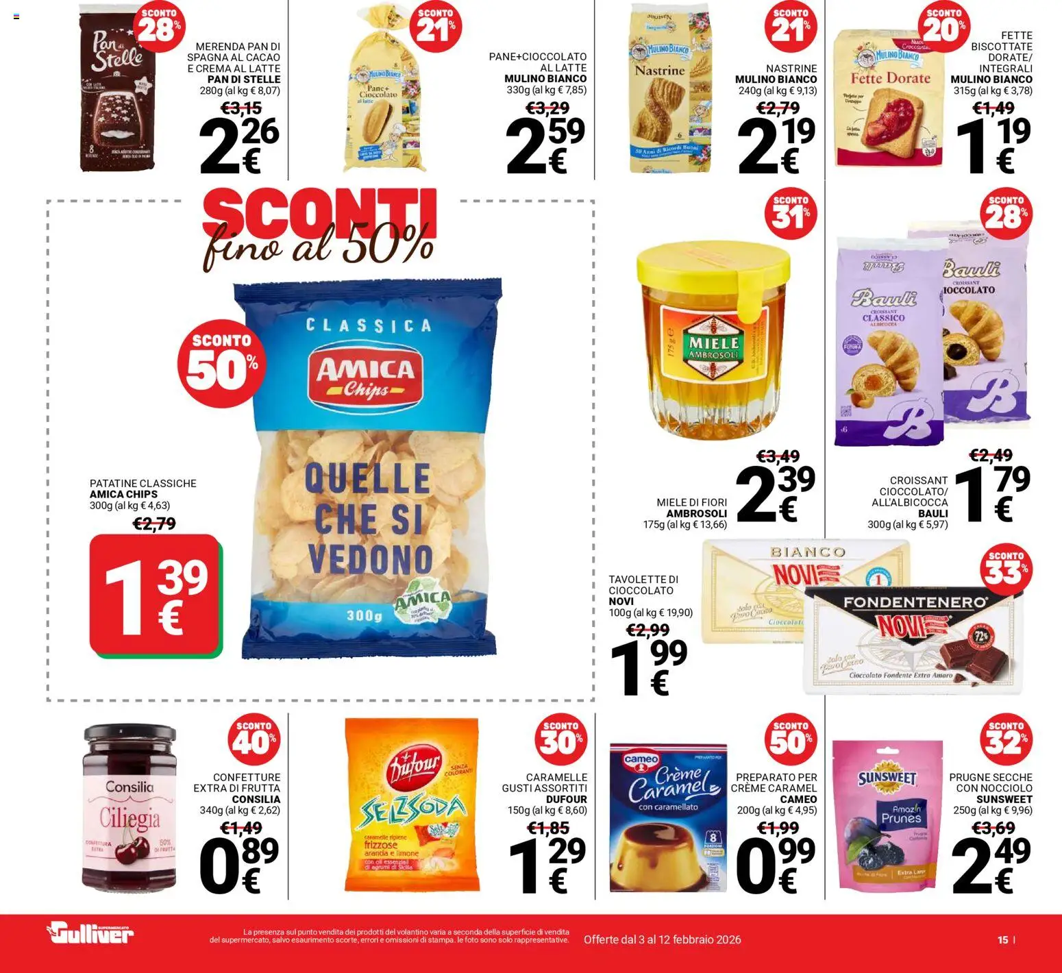 Volantino Gulliver del 03.02.2026 | Pagina: 15 | Prodotti: Crema, Caramelle, Patatine, Limone