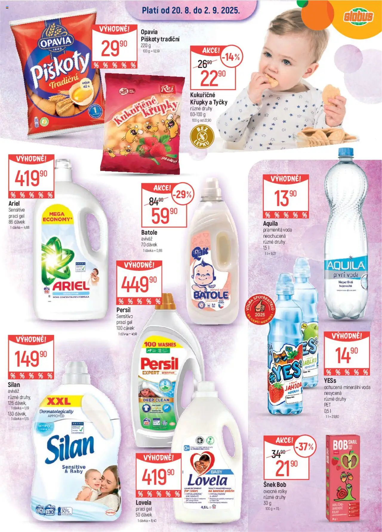 Globus leták od 20.08.2025 | Strana: 14 | Produkty: Voda, Globus, Vejce, Aquila