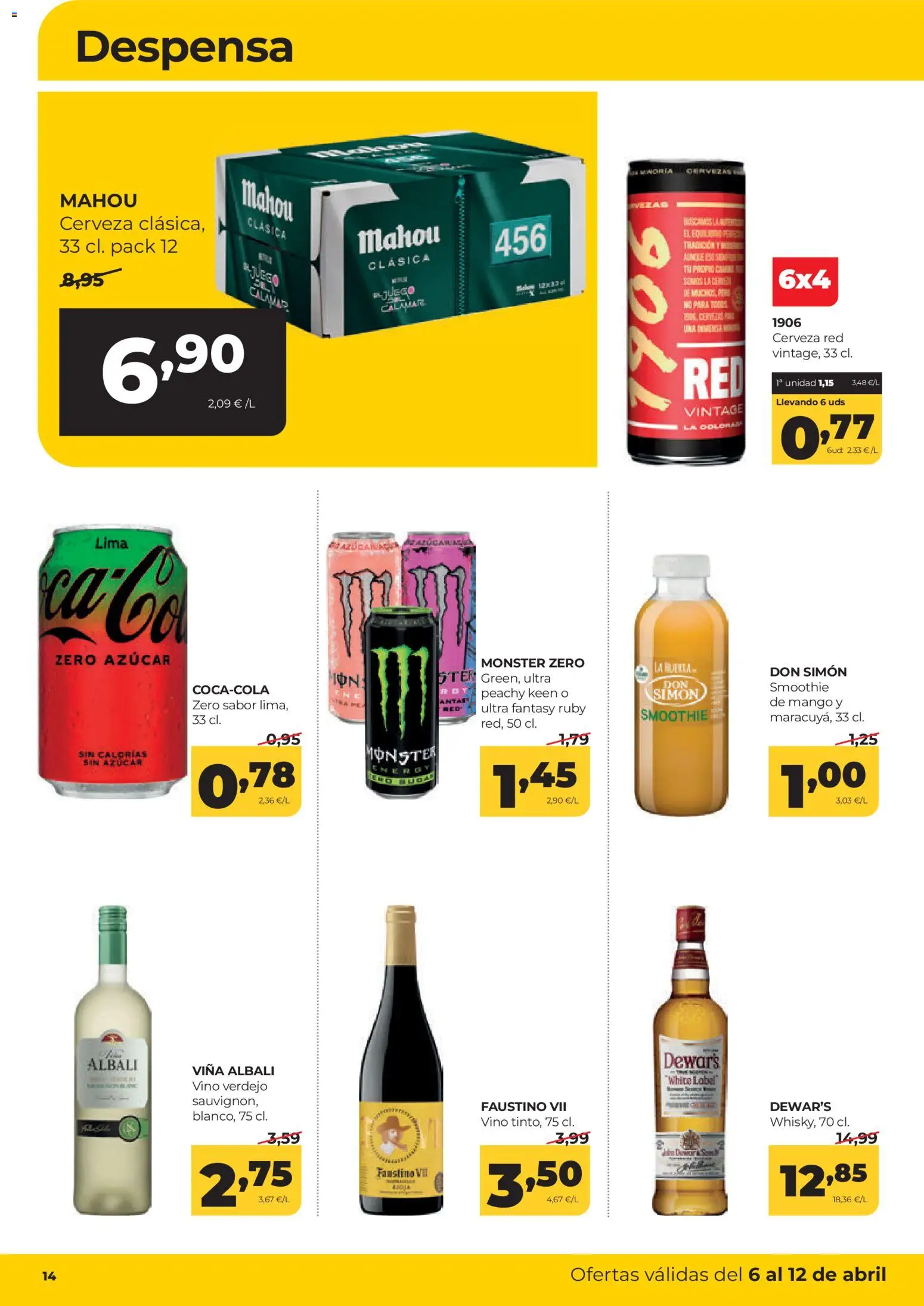 Alimerka folleto Castilla y León │ válido desde el 06.04.2026 | Página: 14 | Productos: Lima, Vino, Cerveza, Ρούτερ