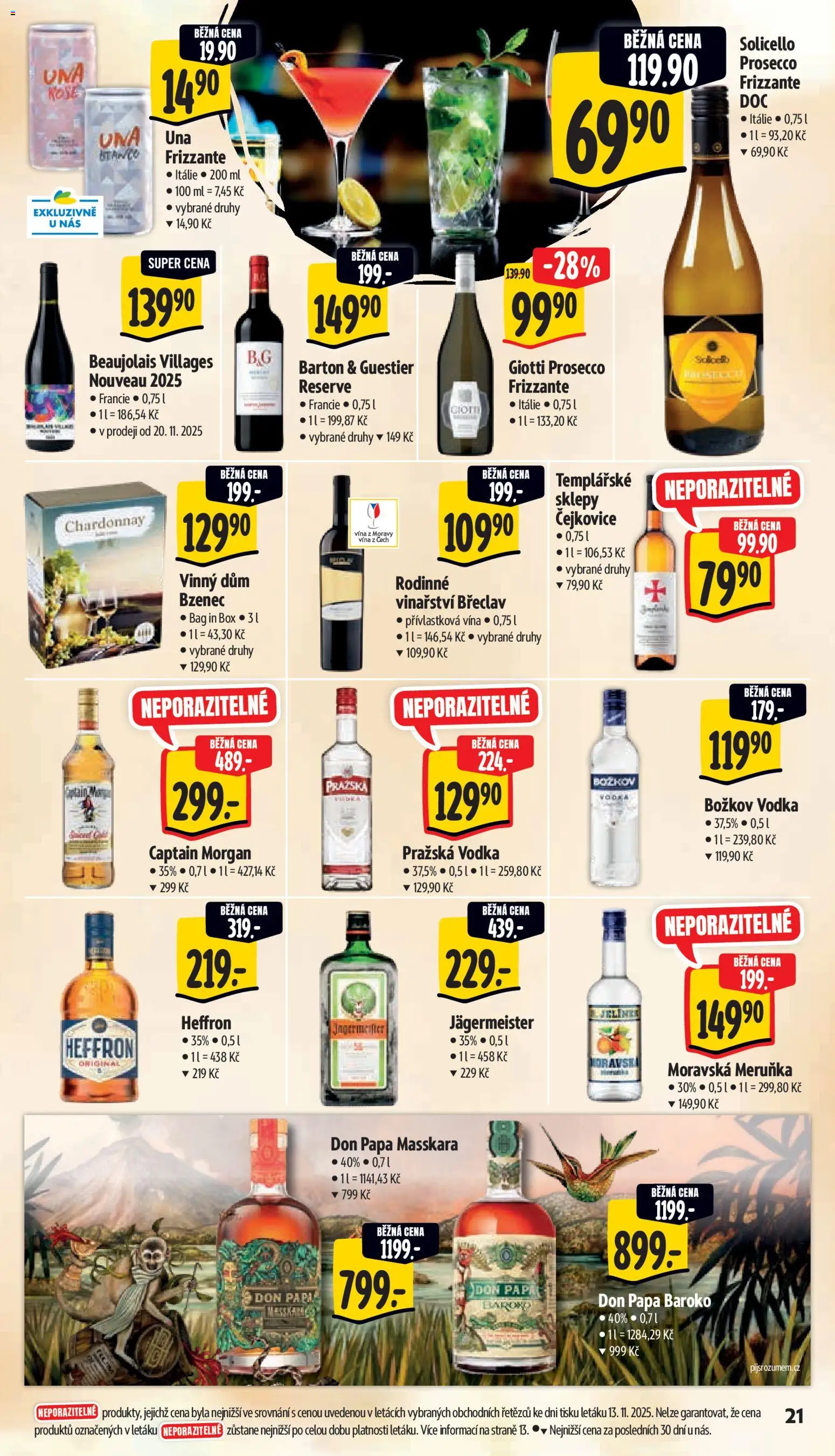 Albert leták - Supermarket od 19.11.2025 | Strana: 29 | Produkty: Jägermeister, Morgan, Jelínek, Pražská vodka