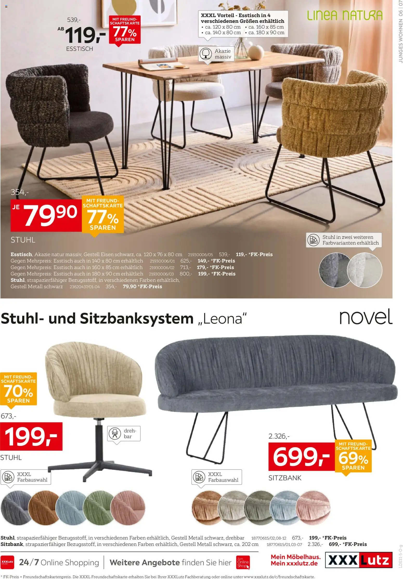 XXXL Lutz Junges Wohnen – gültig ab 16.11.2025 | Seite: 7 | Produkte: Esstisch, Sitzbank, Stuhl