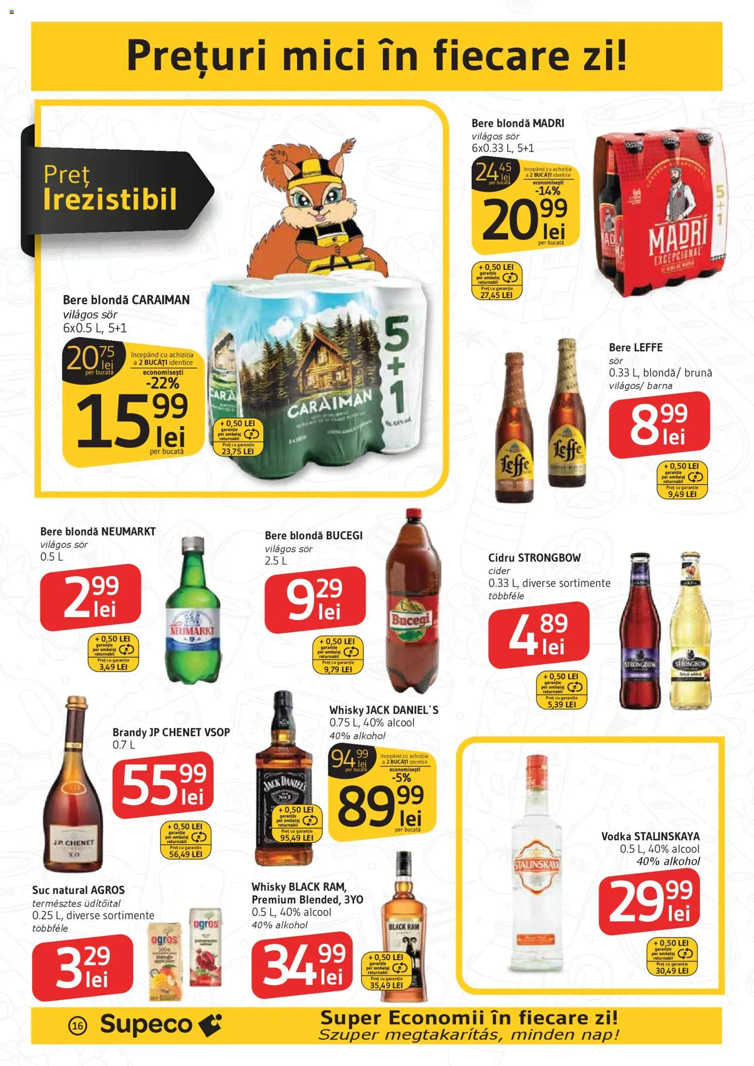 Noul catalog Supeco – valabil de la 19.03.2026 | Pagină: 16 | Produse: Mici, Suc, Bere, Vodka