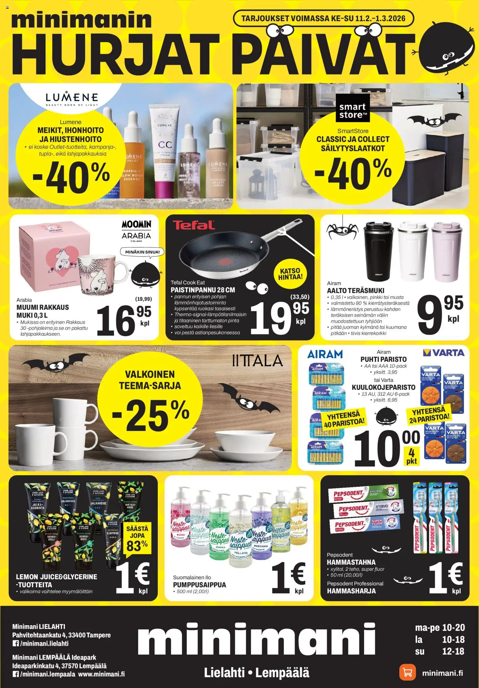 Minimani Tarjoukset - Lempäälä / Tampere – voimassa 11.02.2026 alkaen | Sivu: 1 | Tuotteet: Muki, Käsivoide, Hammastahna, Voi