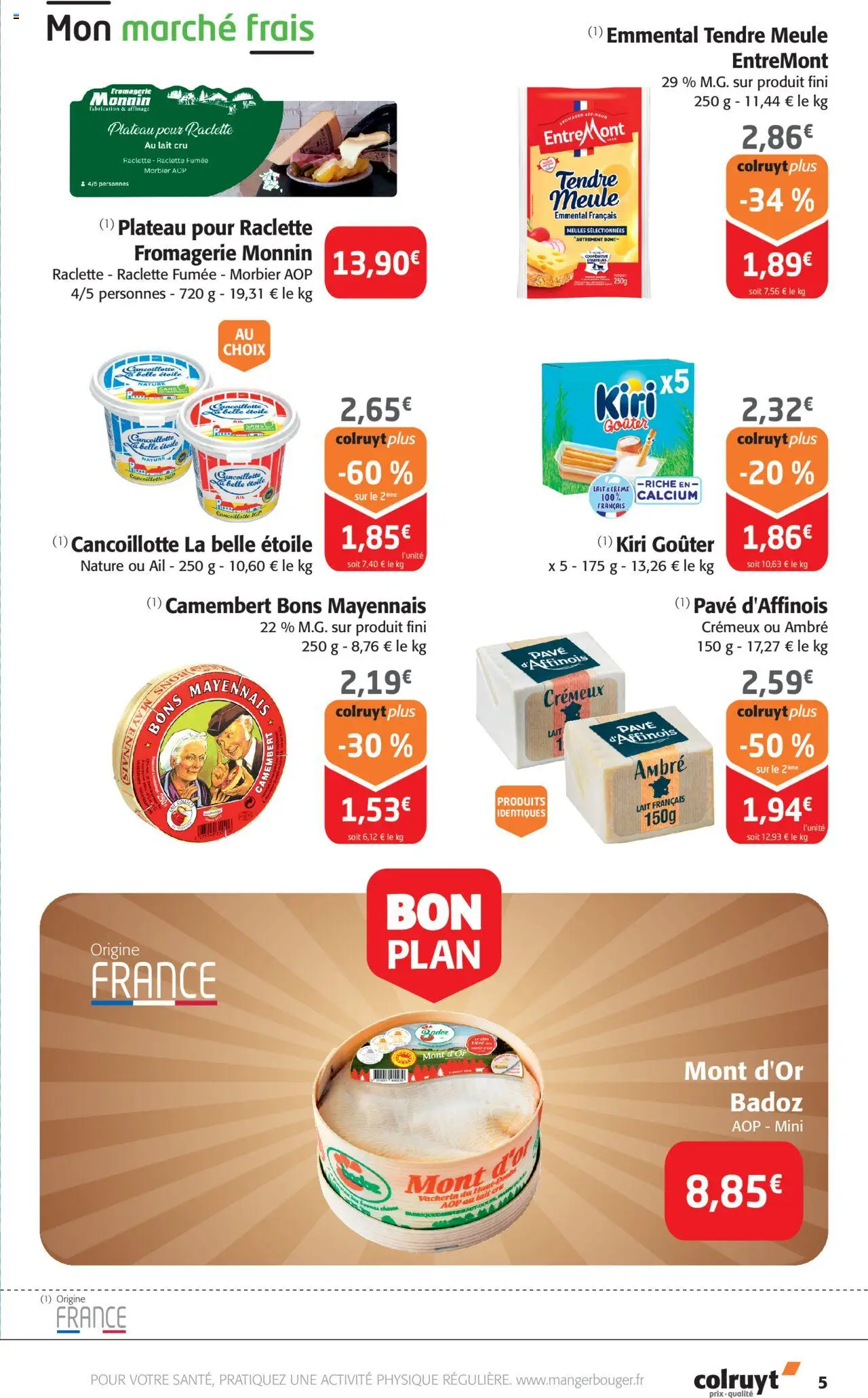 {H1} | Page: 5 | Produits: Emmental, Morbier aop, Lait, Camembert