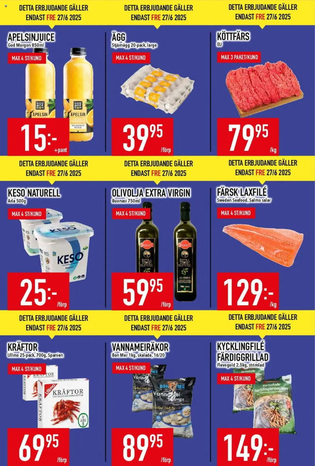 Matdax reklamblad aktuell från 23.06.2025 | Sida: 4 | Produkter: Kräftor, Olivolja, Keso, Apelsin