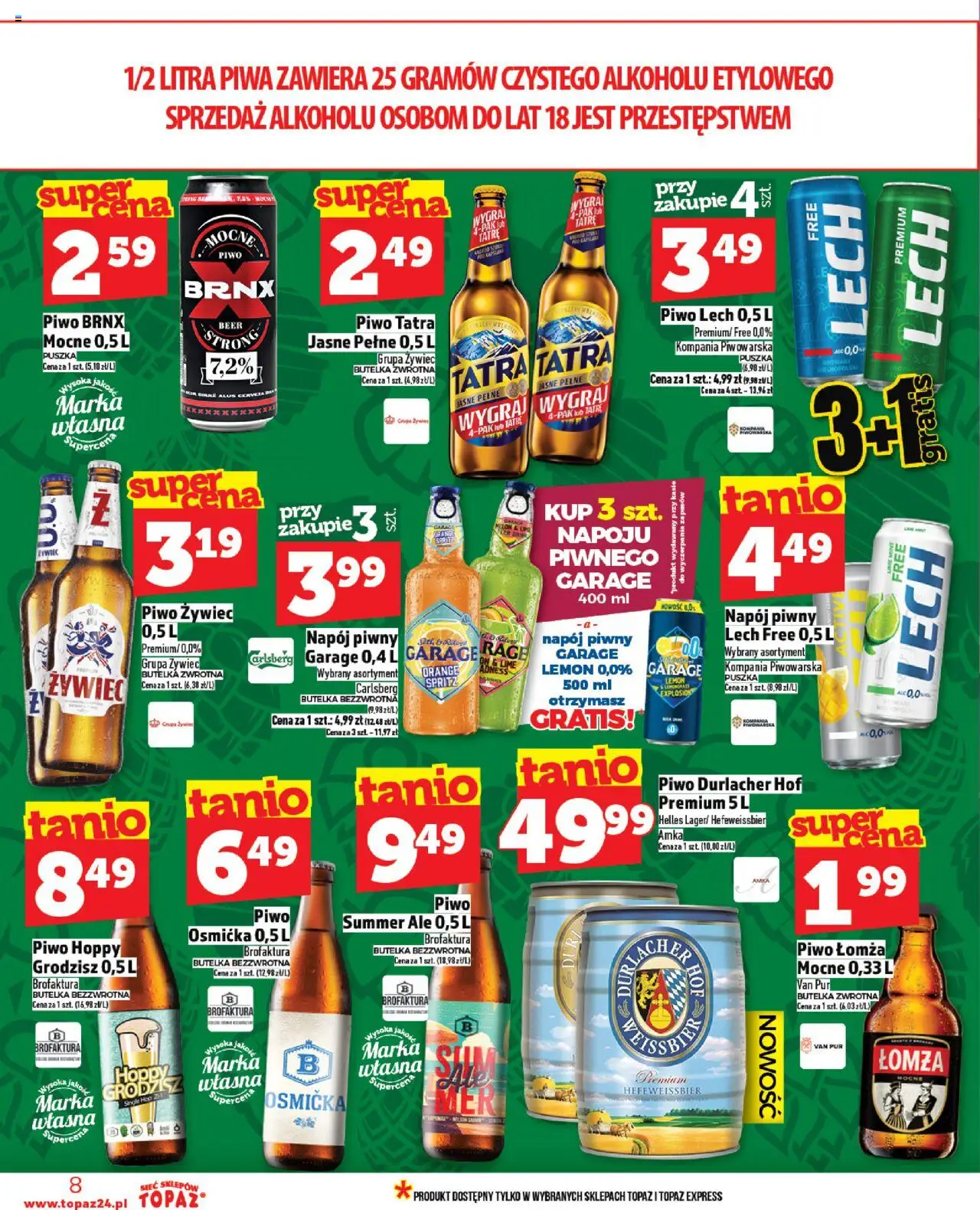 Topaz Gazetka - Ceny małe na stałe od 07.08.2025 | Strona: 8 | Produkty: Piwo