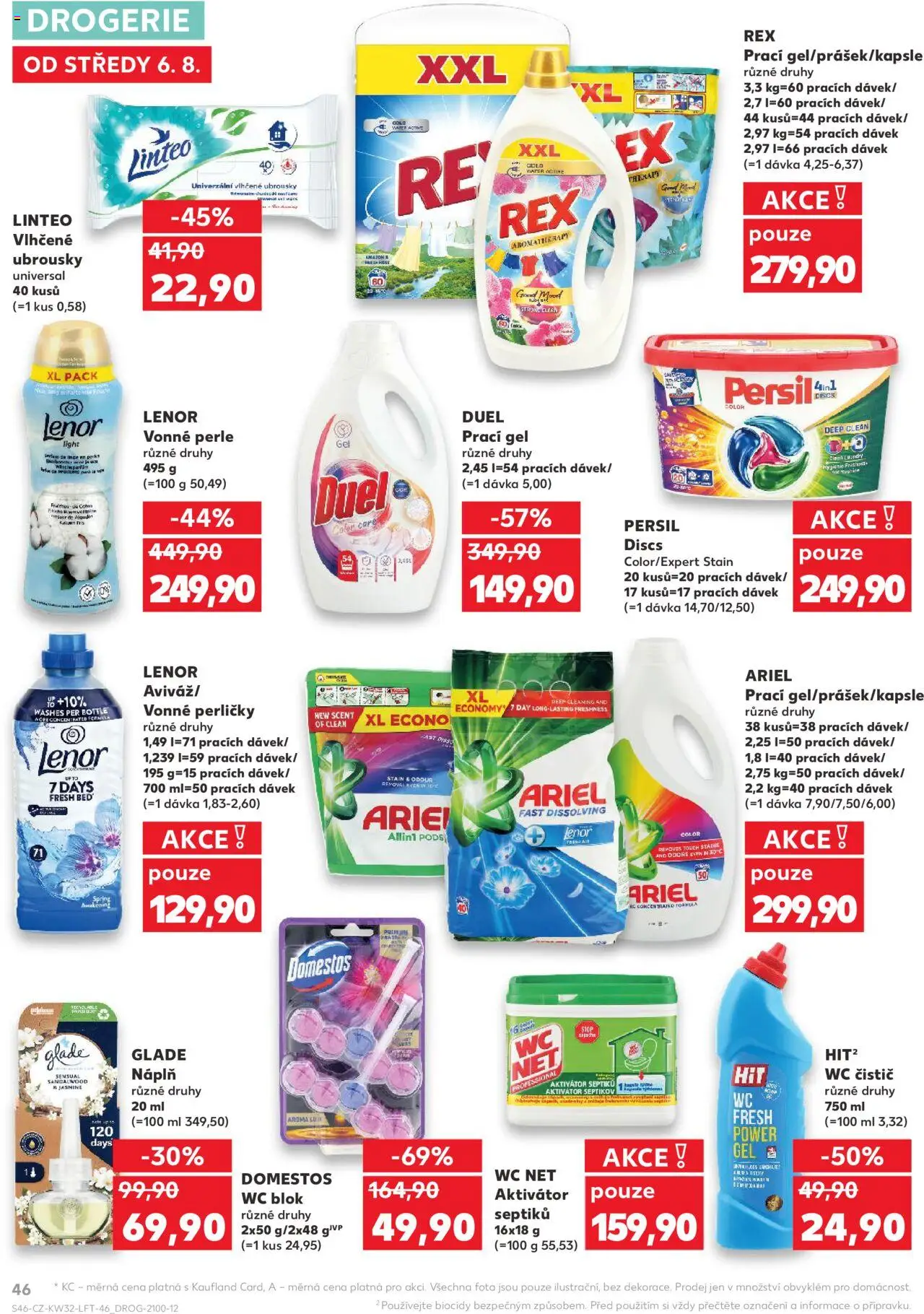 Kaufland leták - Plzeň Bory od 06.08.2025 | Strana: 46 | Produkty: Vlhčené ubrousky, Wc blok, Persil, Wc čistič