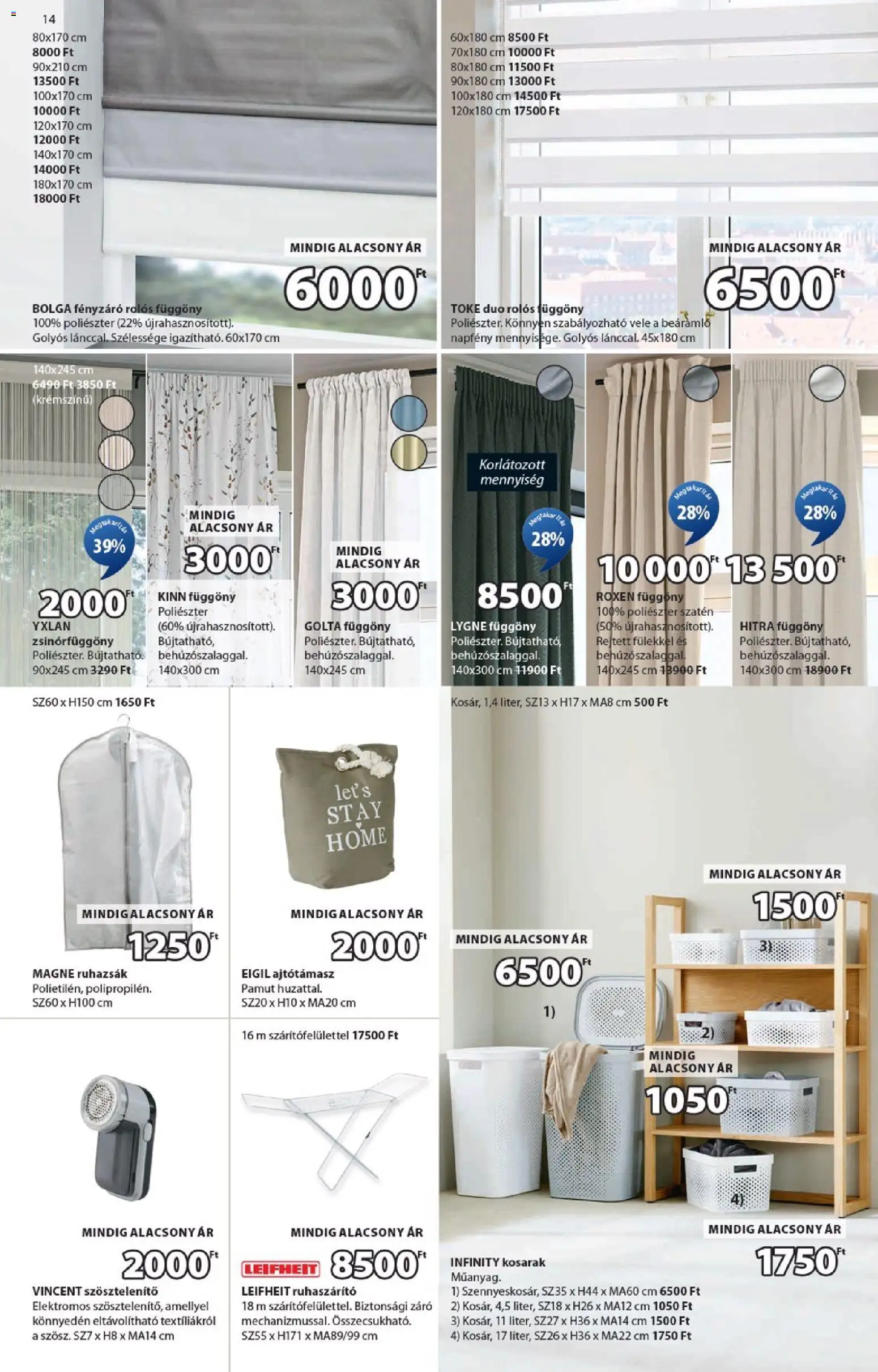 JYSK akciós ujság - amely érvényes a következő dátumtól: 07.01.2026 | Oldal: 14 | Termékek: Függöny, Zsinórfüggöny, Ruhaszárító