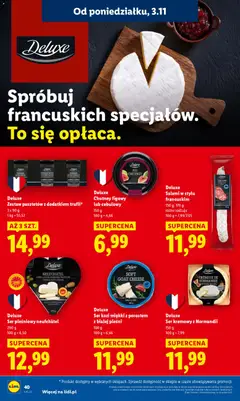 Pogląd oferty "Deluxe Salami w stylu francuskim, 150 g, 170 g salami w stylu francuskim, różne rodzaje" - ważna od 03.11.2025 | Strona: 42 | Produkty: Ser pleśniowy, Ser kozi, Ser, Salami