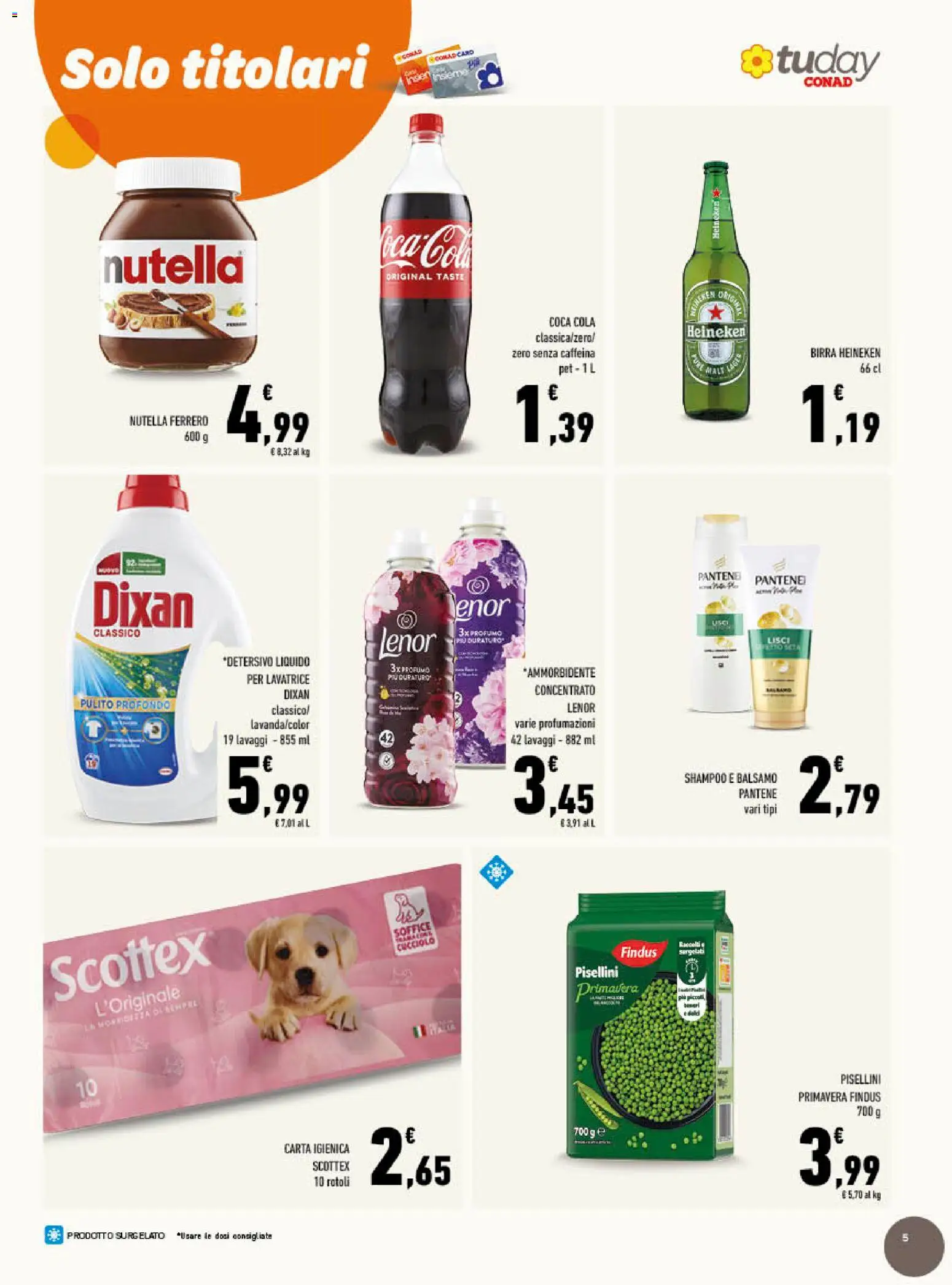 Volantino Conad del 25.03.2026 | Pagina: 5 | Prodotti: Carta igienica, Birra, Nutella, Lavatrice