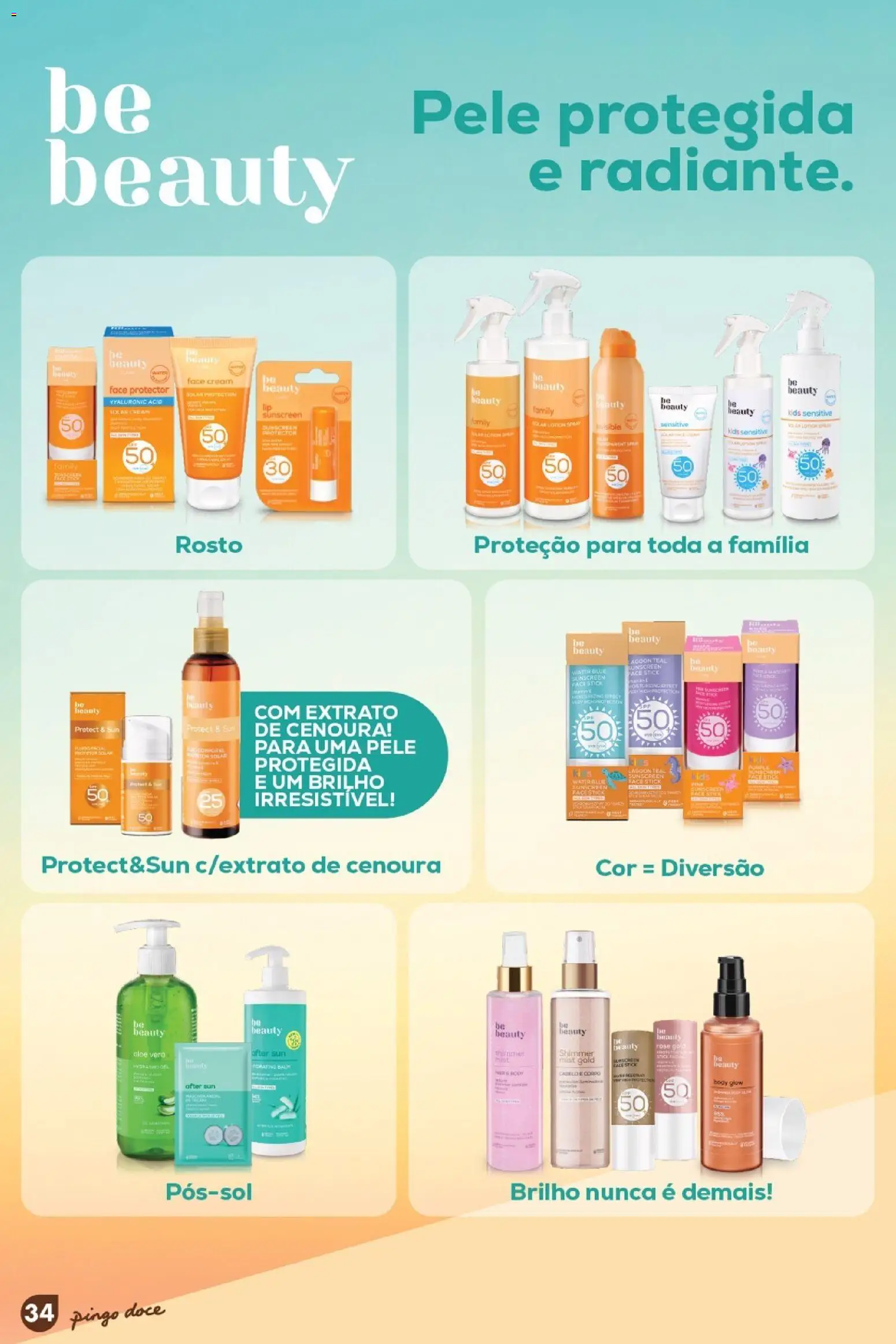 Pingo Doce Catálogo de solares 2026 │ válido de 24.03.2026 | Página: 34 | Produtos: Protetor solar, Óleo, Cenoura