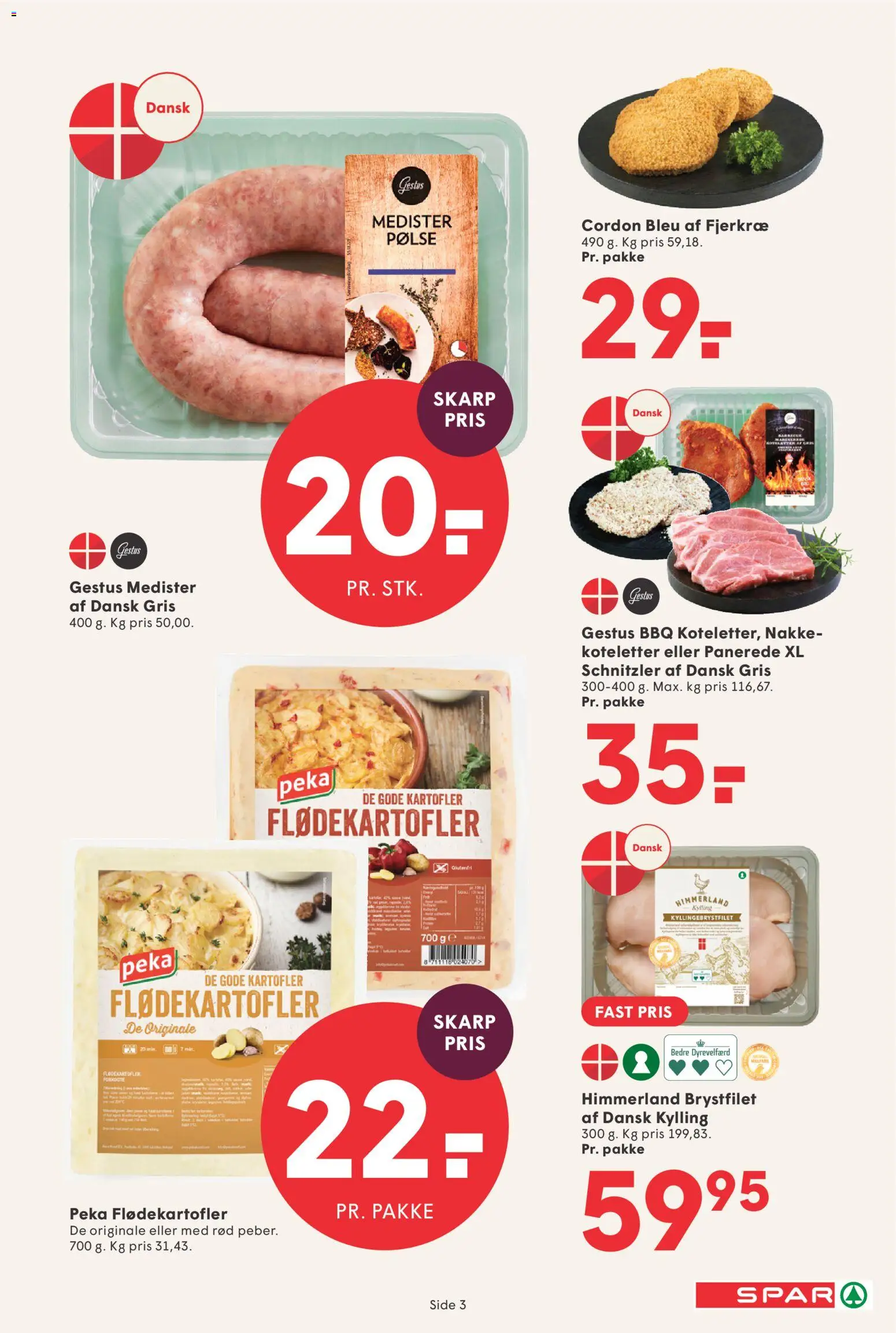 Spar tilbudsavis – gyldig fra 24.04.2026 | Side: 3 | Produkter: Koteletter, Kartofler, Schnitzler