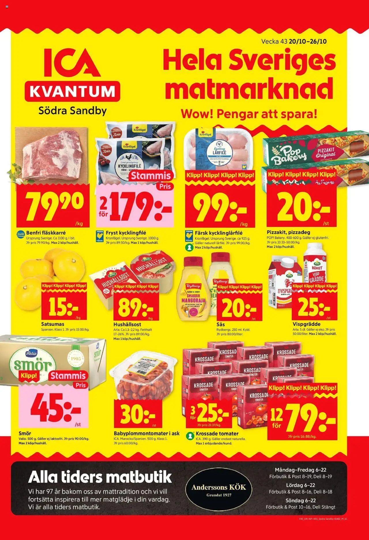 ICA Kvantum reklamblad aktuell från 20.10.2025 | Sida: 1 | Produkter: Visp, Smör, Pizzakit, Grädde