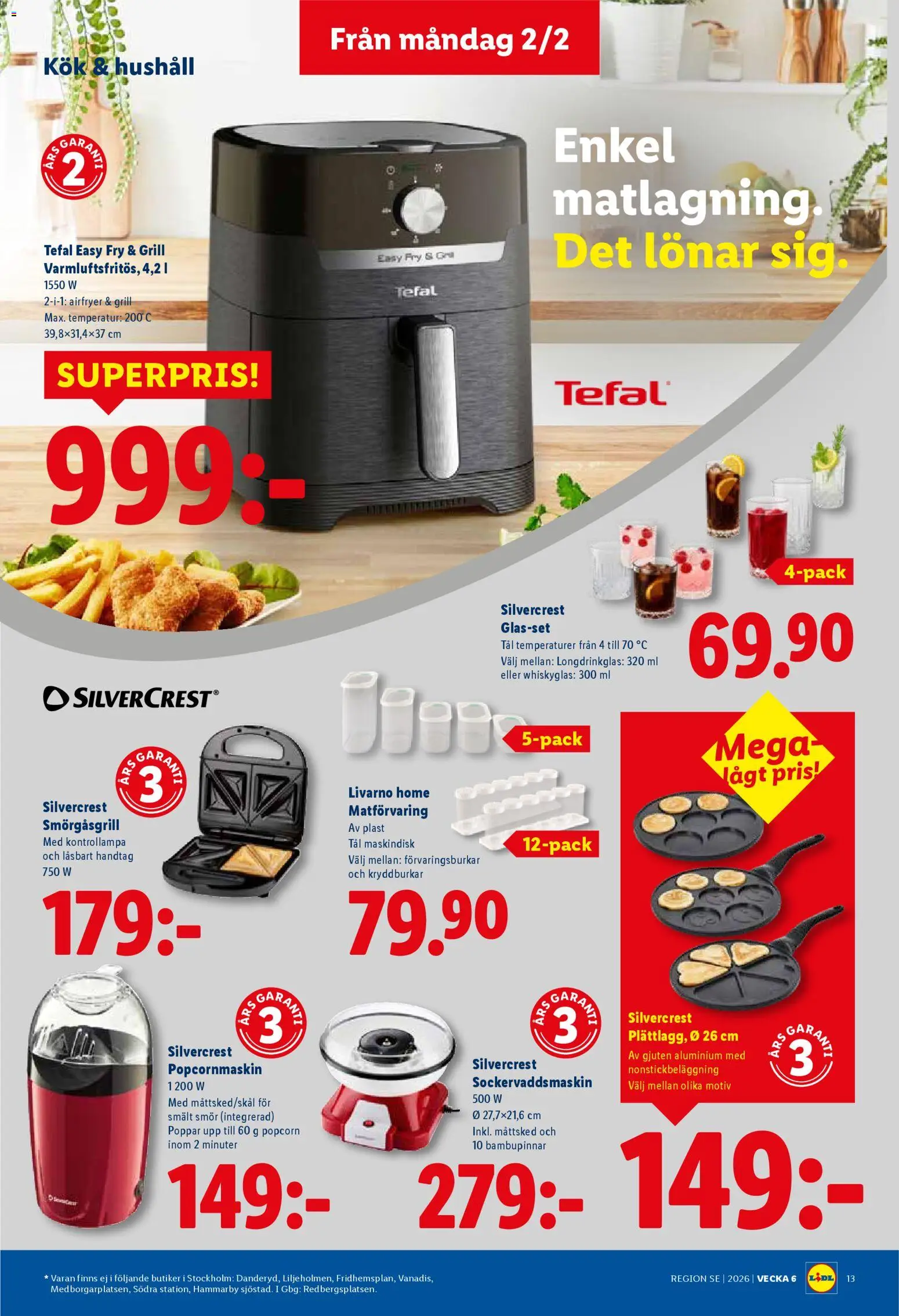 Lidl reklamblad aktuell från 02.02.2026 | Sida: 15 | Produkter: Smörgåsgrill, Smör, Airfryer, Popcorn