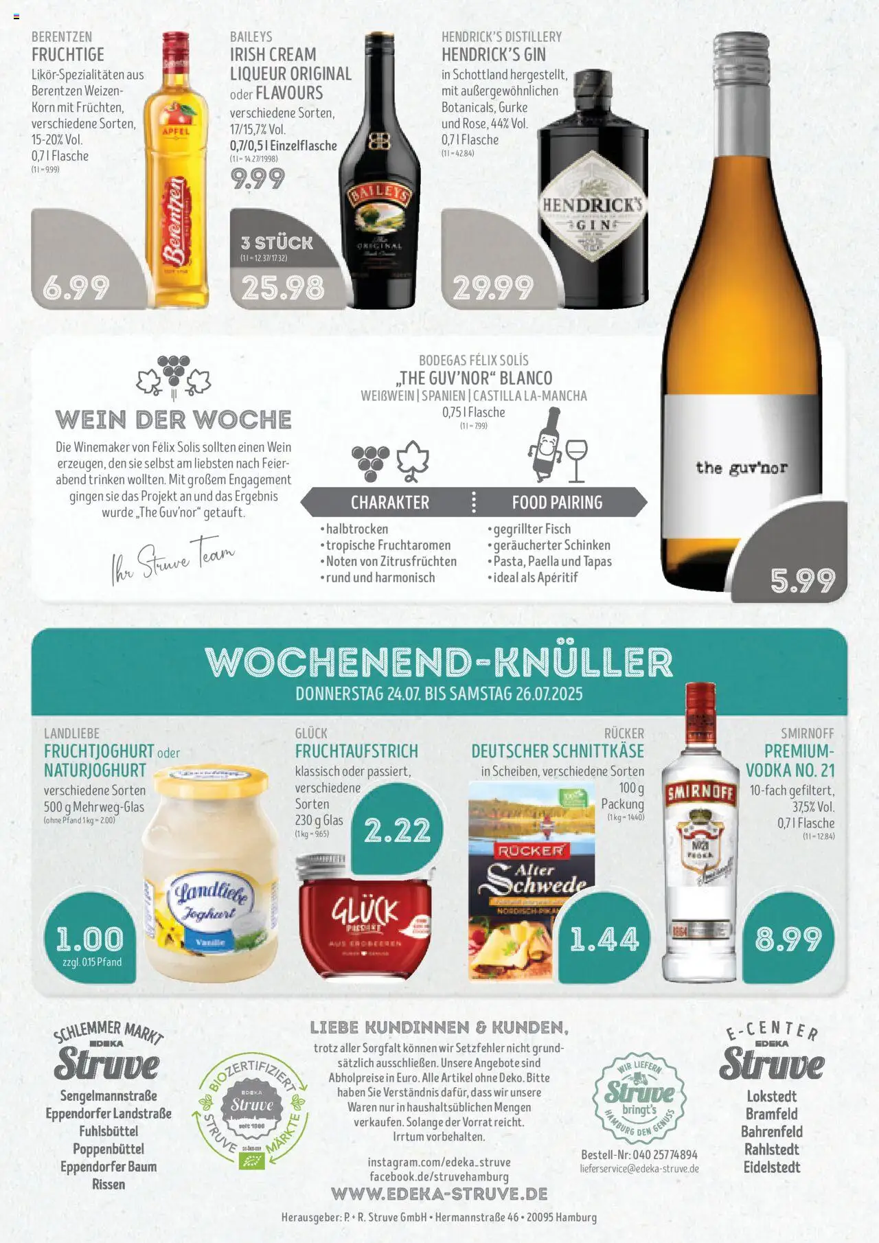 Edeka Struve Prospekt 	 - gültig ab dem 21.07.2025 | Seite: 16 | Produkte: Baileys, Wein, Gin, Berentzen