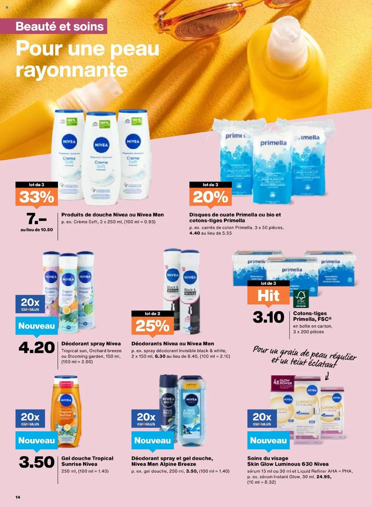Migros Aktionen FR ab 29.07.2025 | Seite: 14 | Produkte: Serum, Deodorant, Shower Gel, Creme