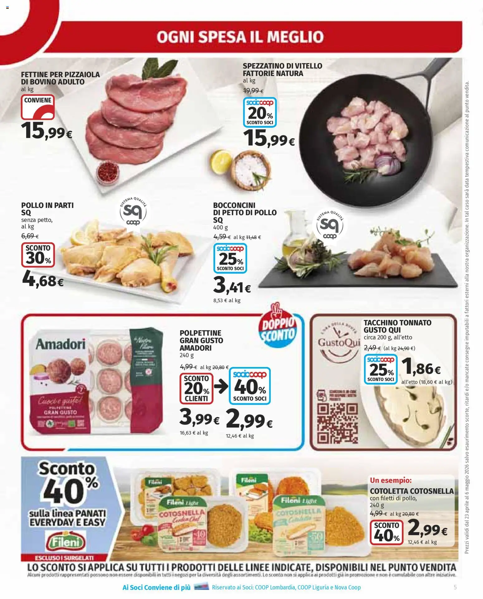 Volantino Ipercoop del 23.04.2026 | Pagina: 5 | Prodotti: Bovino, Pollo, Tacchino, Vitello