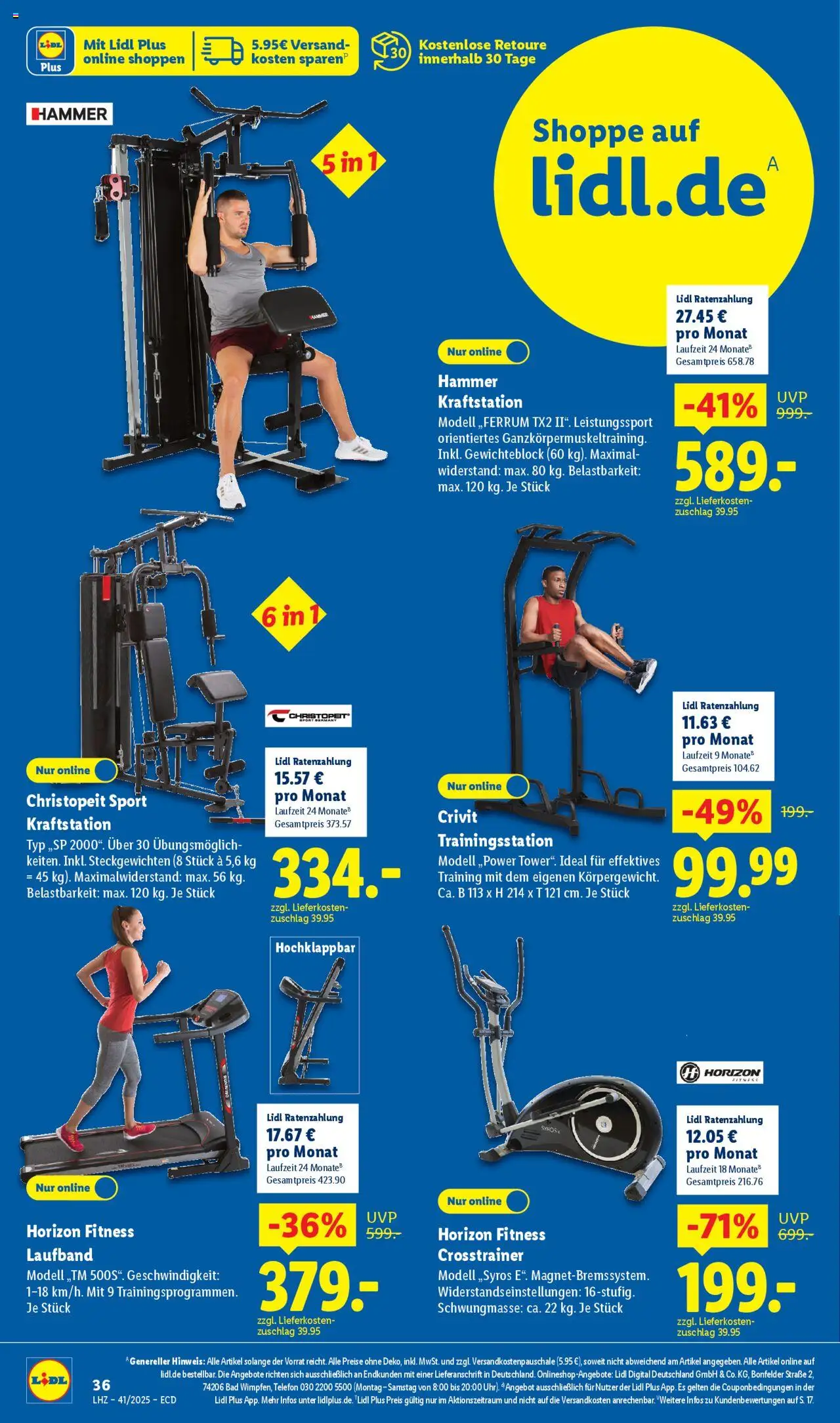 Lidl Prospekt Gundelsheim – gültig ab 06.10.2025 | Seite: 4 | Produkte: Bad, Laufband, Crosstrainer, Telefon