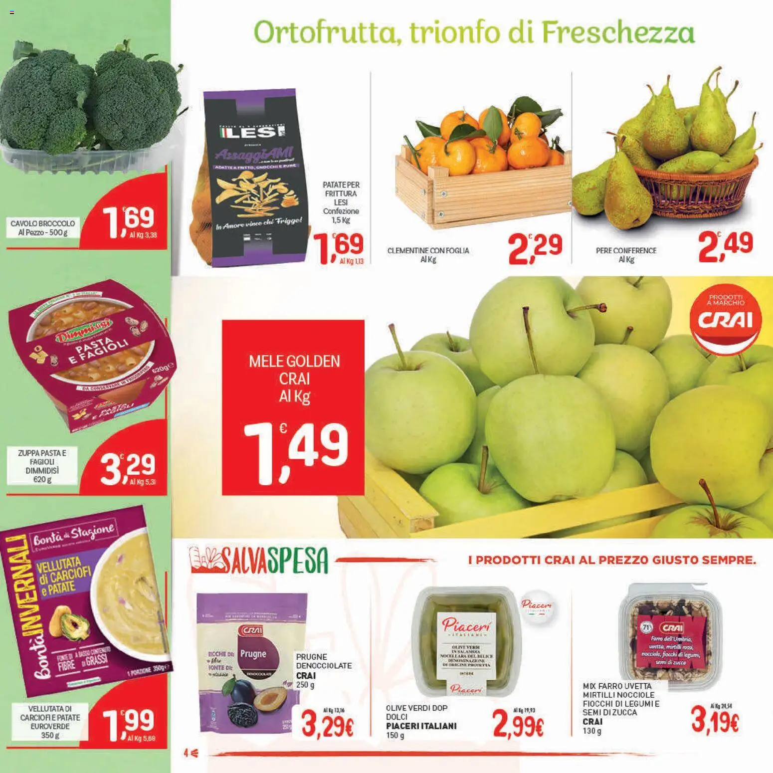 Volantino CRAI del 30.10.2025 | Pagina: 4 | Prodotti: Mele, Olive, Cavolo, Zucca