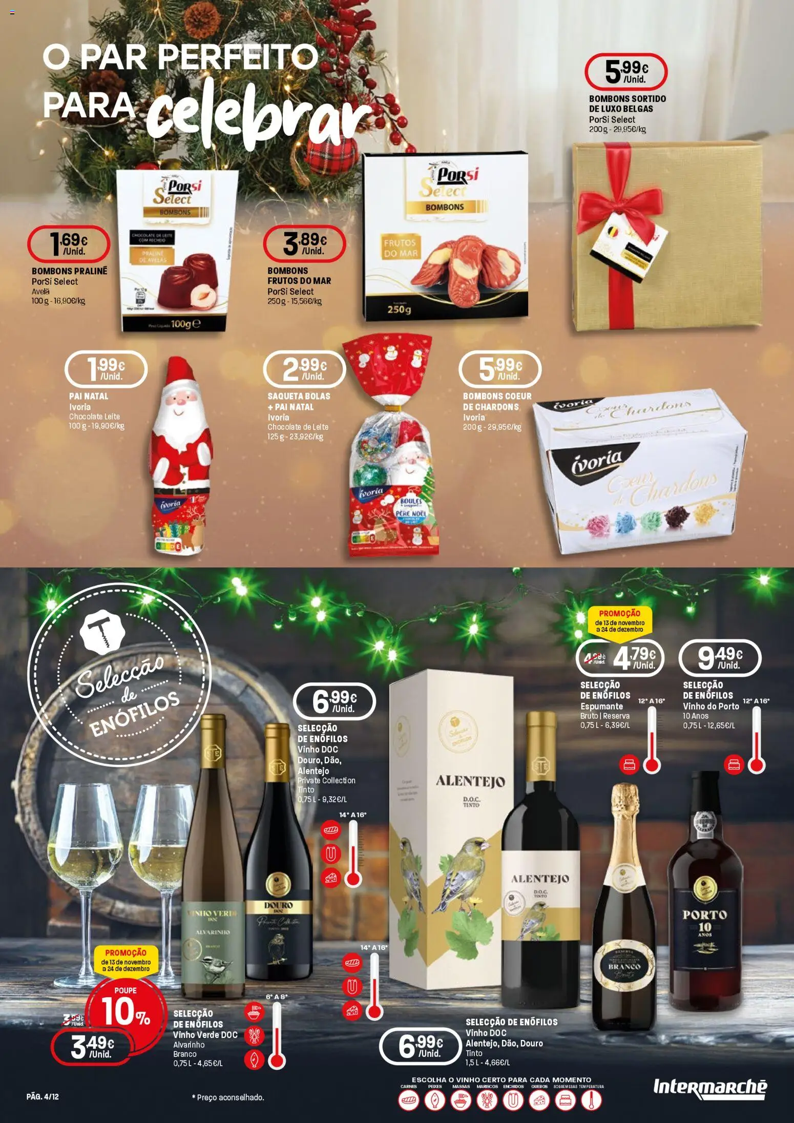 Intermarché -  Presentes de Natal Contact │ válido de 13.11.2025 | Página: 4 | Produtos: Espumante, Chocolate, Vinho, Frutos do mar