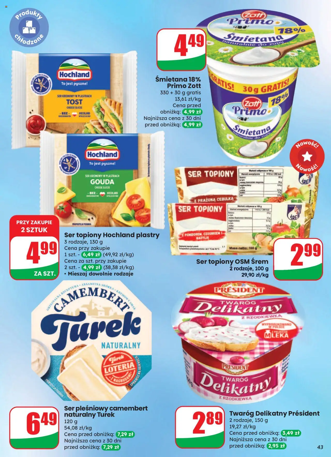 Dino Gazetka od 06.08.2025 | Strona: 43 | Produkty: Ser pleśniowy, Bazylia, Śmietana, Twaróg