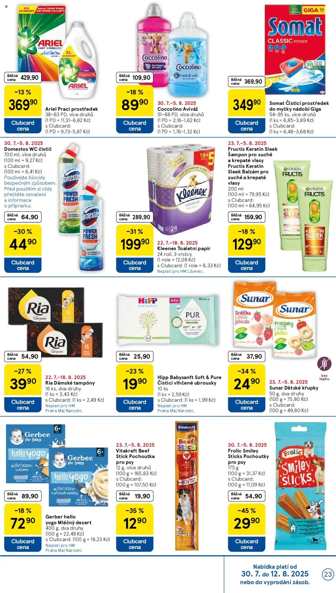 Tesco leták - Hypermarket od 30.07.2025 | Strana: 23 | Produkty: Čistící prostředek, Prací prostředek, Coccolino, Ariel