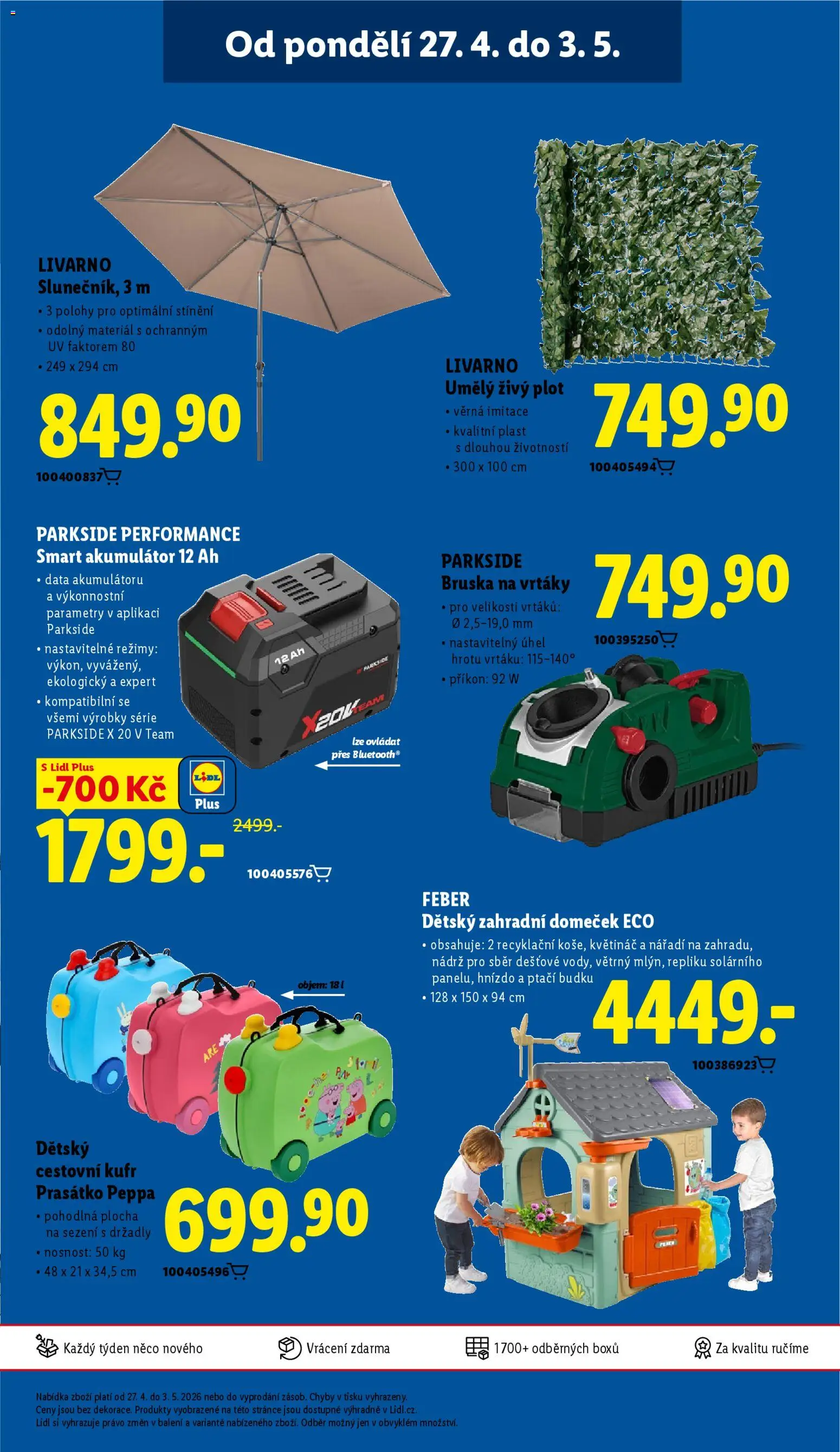 Lidl leták od 27.04.2026 | Strana: 47 | Produkty: Umělý živý plot, Cestovní kufr, Parkside, Nářadí