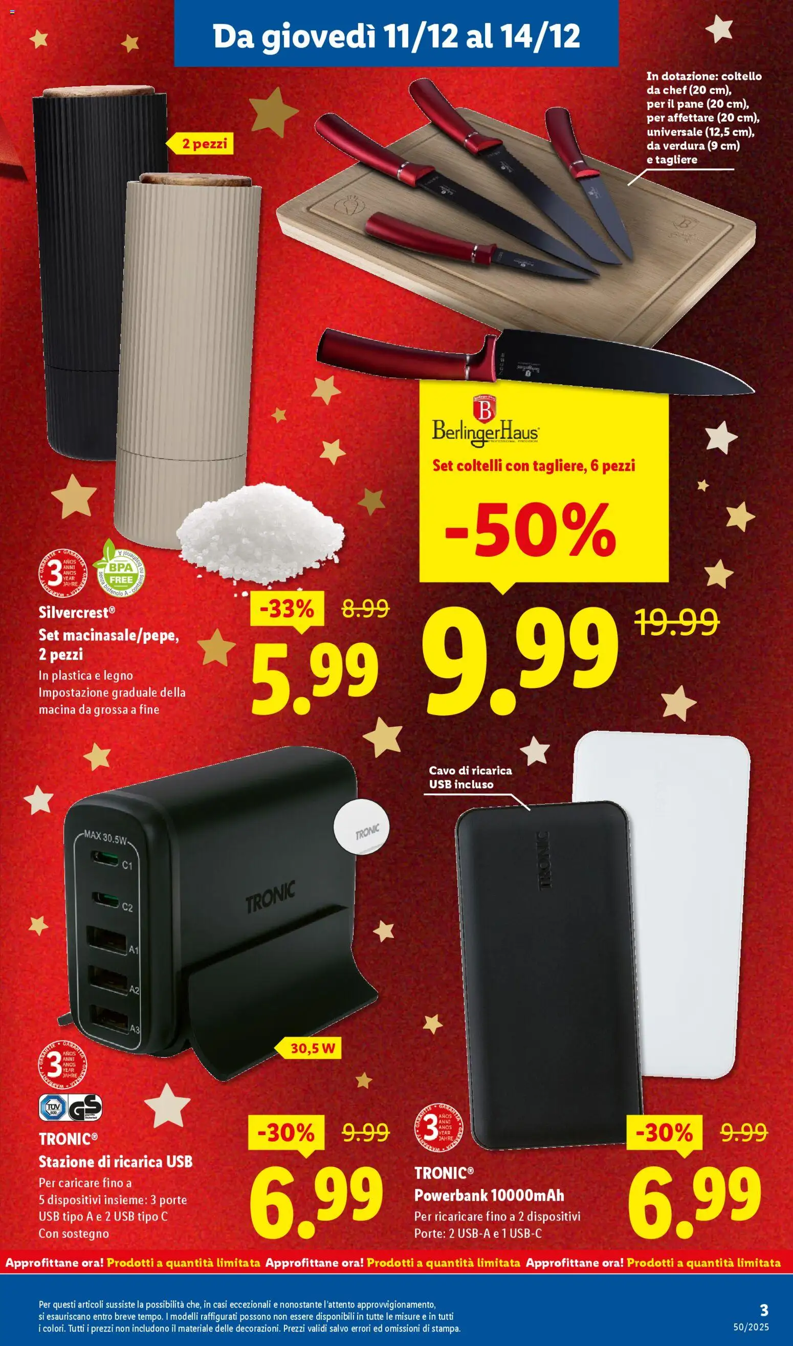 Volantino Lidl del 11.12.2025 | Pagina: 3 | Prodotti: Pane, Tagliere, USB, Macina