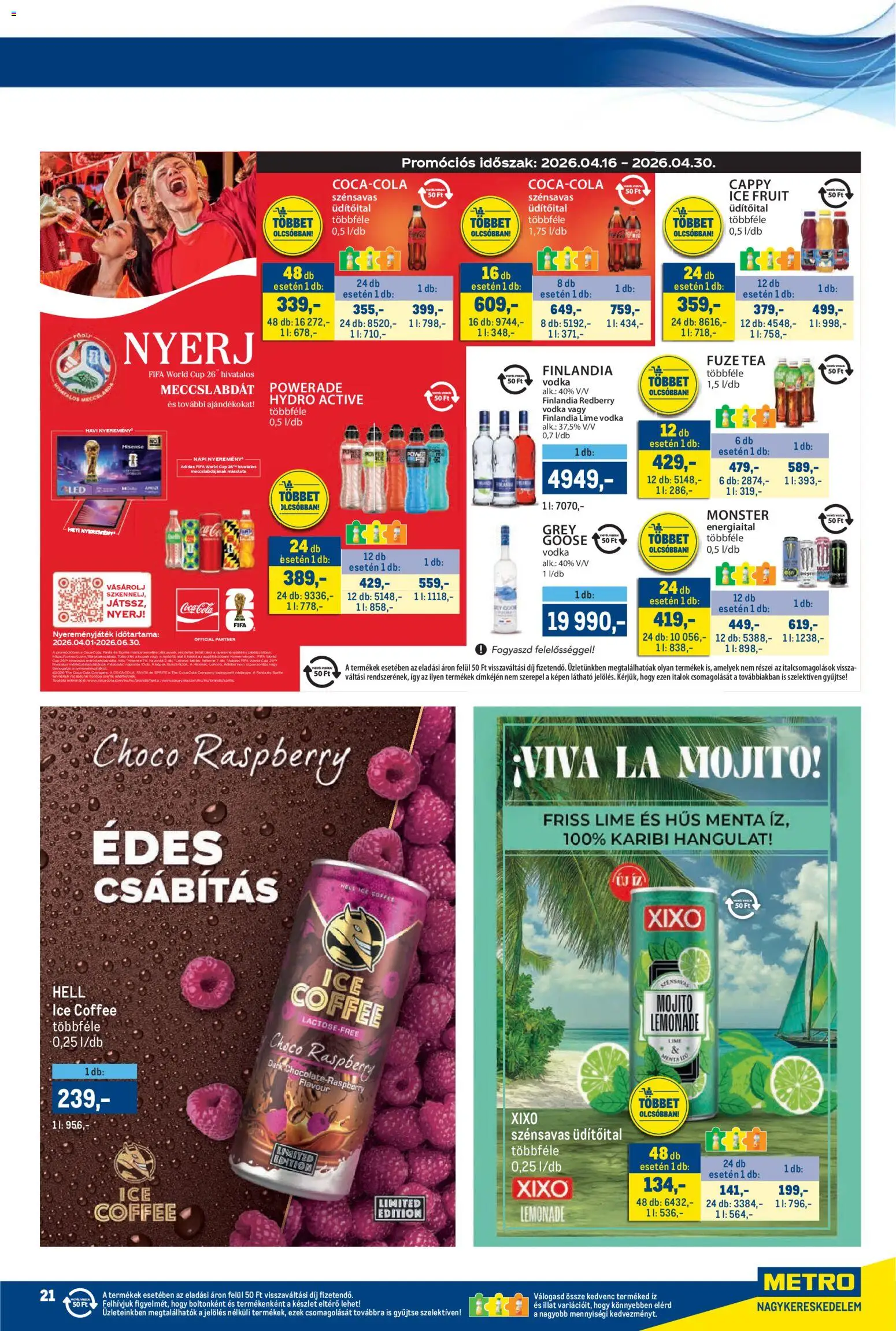 Metro akciós ujság - amely érvényes a következő dátumtól: 16.04.2026 | Oldal: 21 | Termékek: Lime, Hús, Fanta, Só