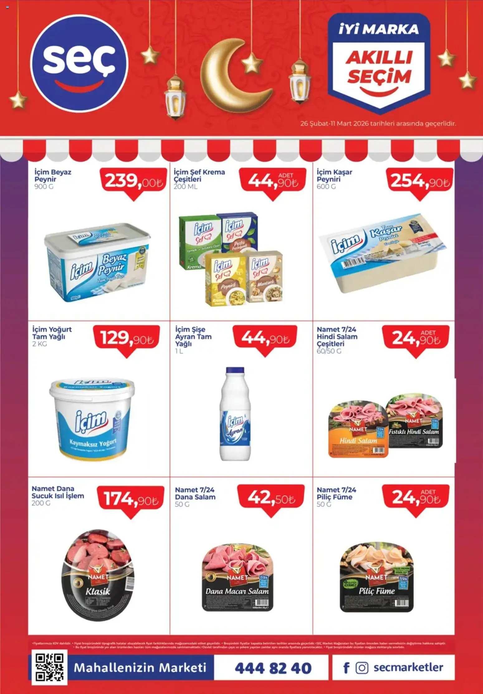 Seç Market Katalog - 26.02.2026 tarihinden itibaren geçerlidir | Sayfa: 2 | Ürünler: Peynir, Yoğurt, Salam, Sucuk