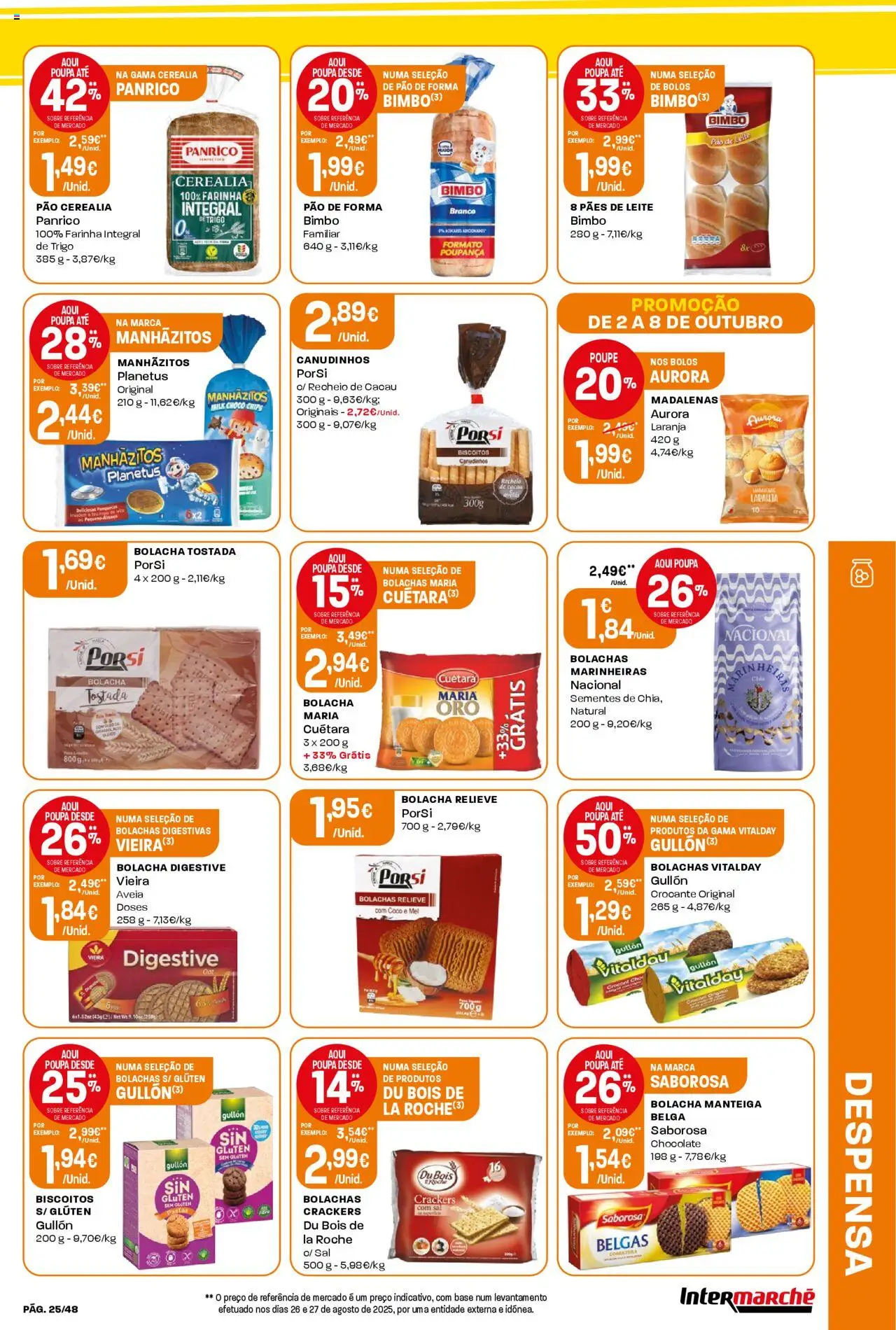 Intermarché folheto │ válido de 02.10.2025 | Página: 25 | Produtos: Aveia, Bolachas, Sal, Mel