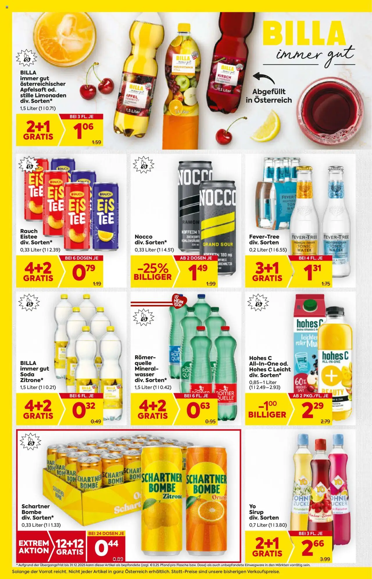 Billa AT akciós ujság - amely érvényes a következő dátumtól: 31.07.2025 | Oldal: 16 | Termékek: Tonic, Hohes c, Limonádé, Multivitamin