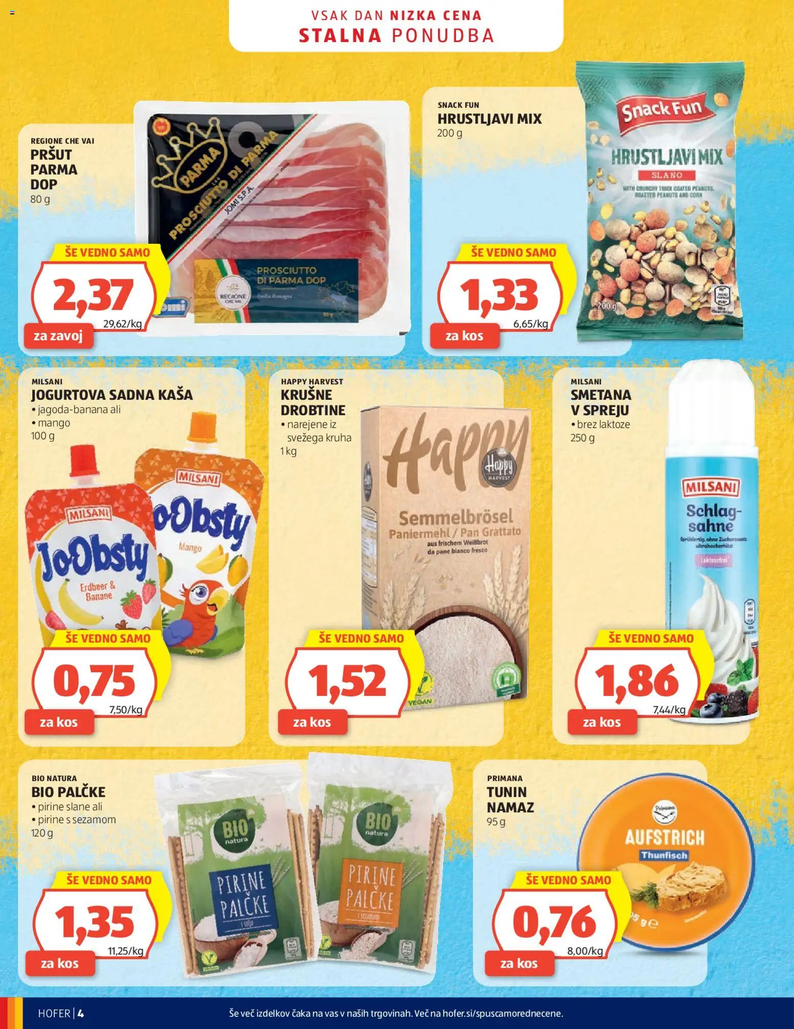 Novi Hofer katalog ponudbe – veljaven od 22.04.2026 | Stran: 4 | Izdelki: Namaz, Kos, Banane, Smetana
