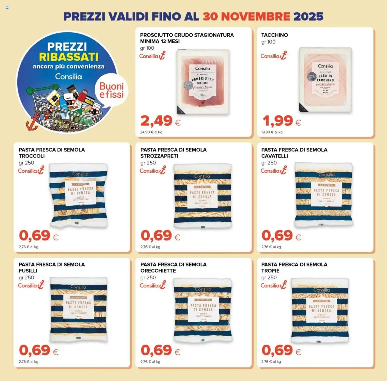 Volantino Oasi del 09.10.2025 | Pagina: 6 | Prodotti: Prosciutto Crudo, Prosciutto, Pasta, Orecchiette