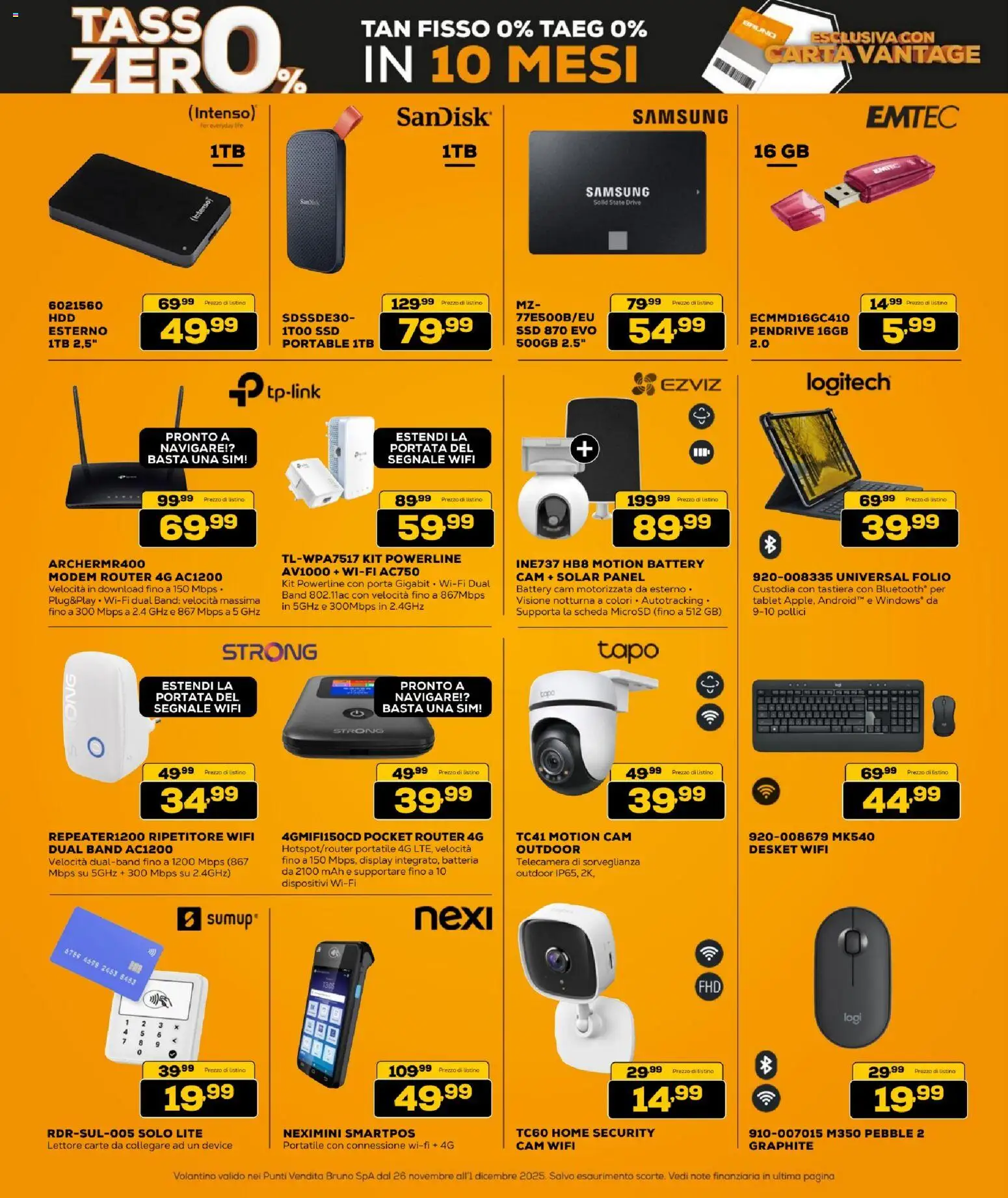 Volantino BRUNO del 26.11.2025 | Pagina: 12 | Prodotti: Router, Tablet, Tastiera, Batteria