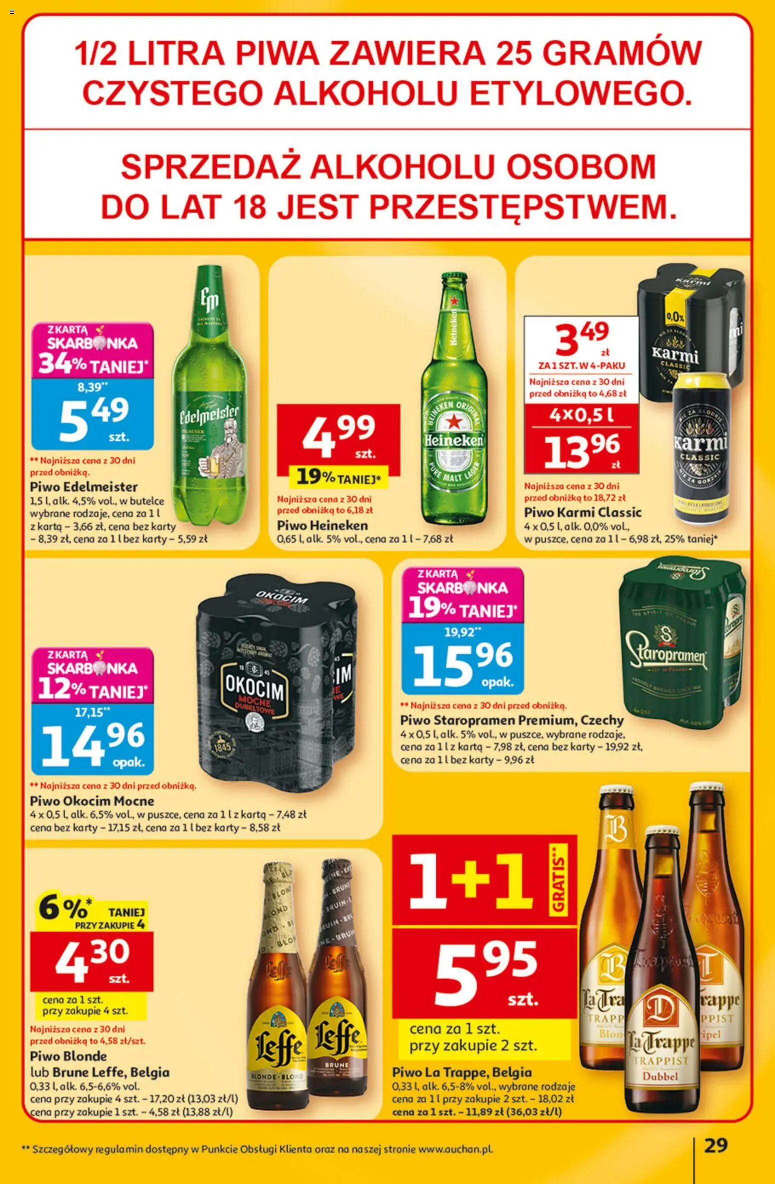 Auchan Gazetka - 30 Lat Hipermarket od 22.01.2026 | Strona: 29 | Produkty: Karta, Piwo Staropramen, Piwo, Heineken