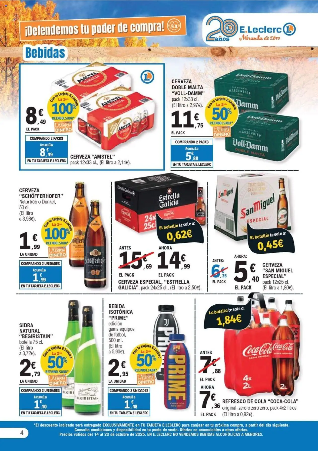 E.Leclerc folleto │ válido desde el 14.10.2025 | Página: 4 | Productos: Cerveza, Té