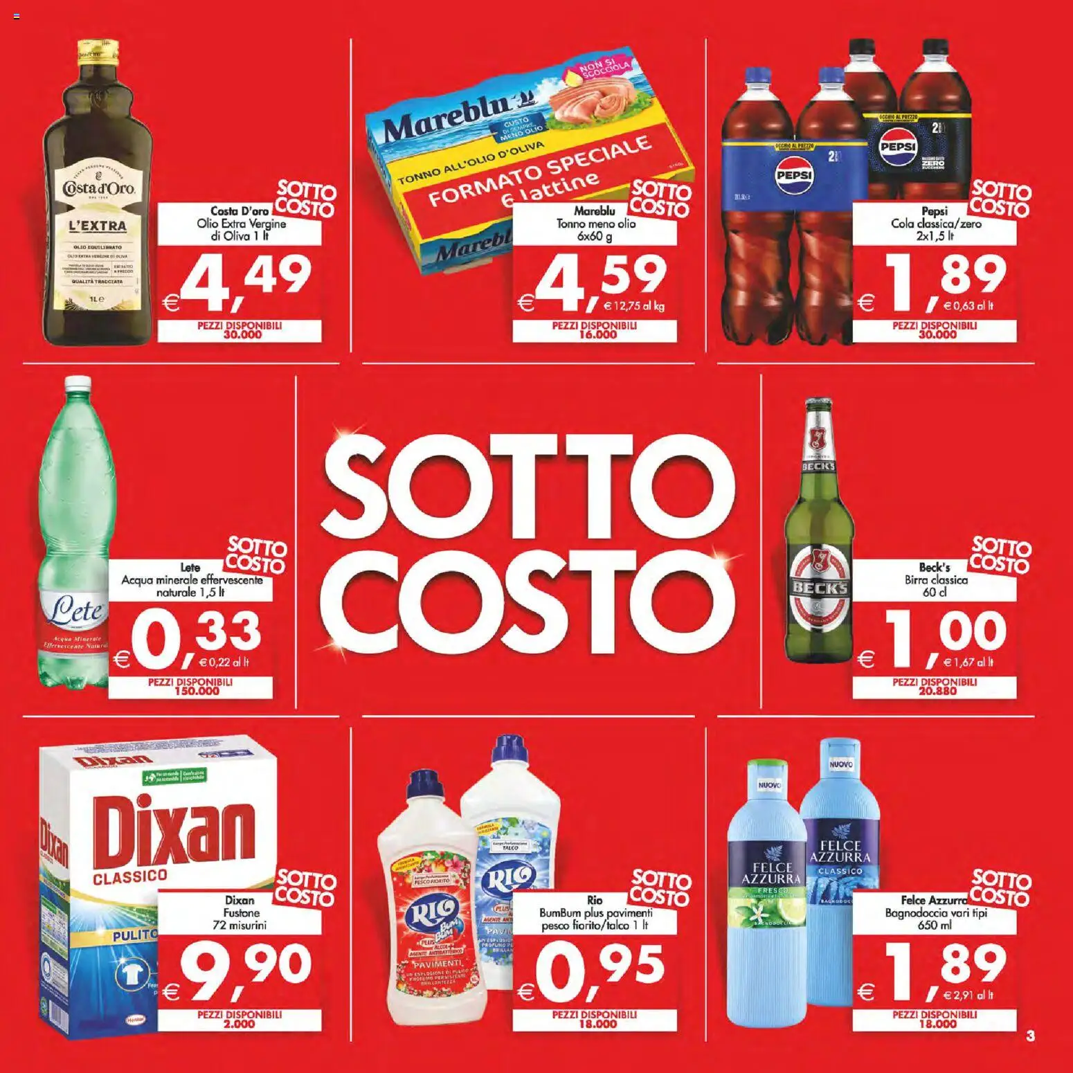 Volantino Decò del 24.10.2025 | Pagina: 3 | Prodotti: Olio, Tonno, Olio extra vergine, Pepsi