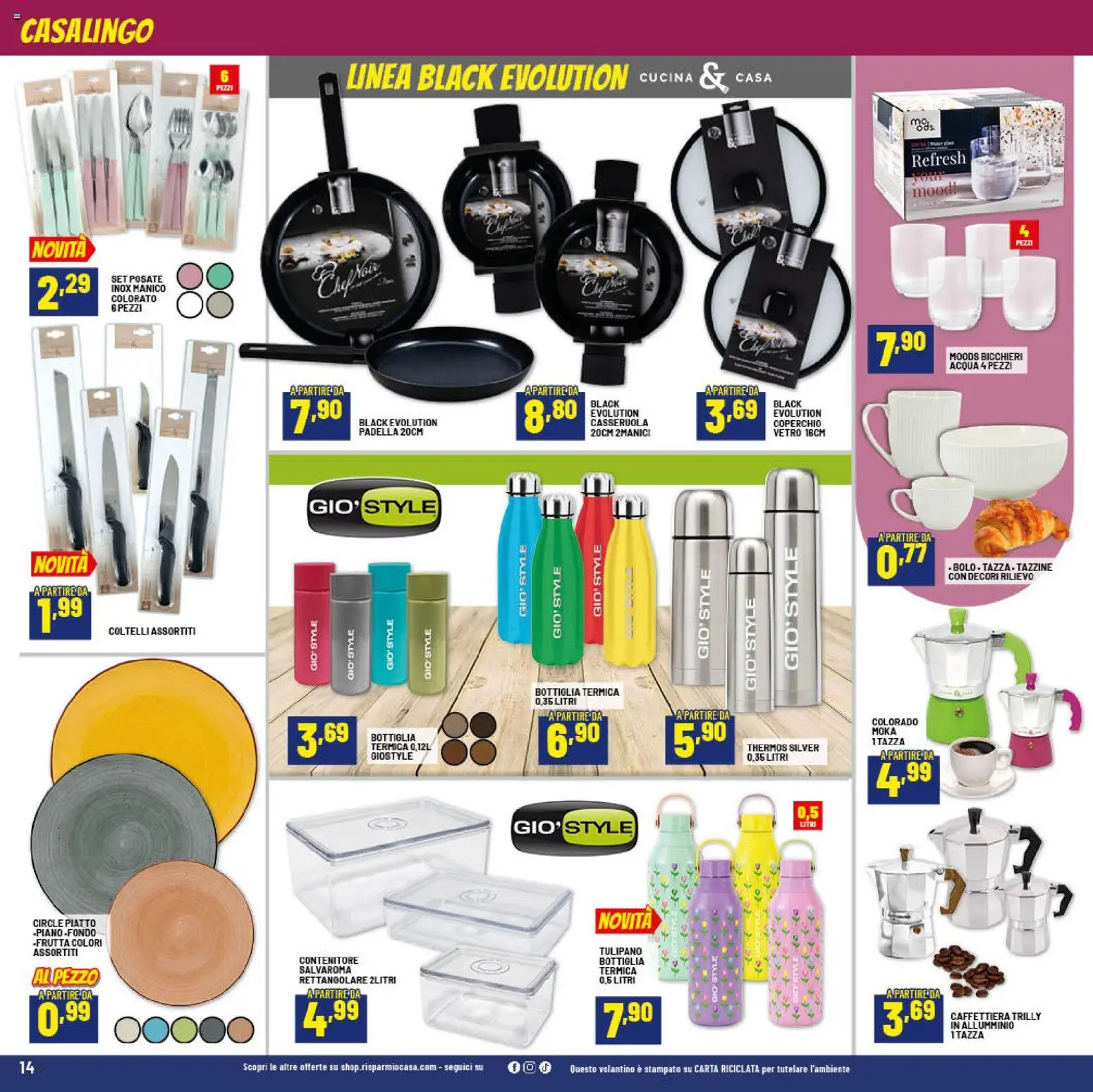 Volantino RisparmioCasa del 26.02.2026 | Pagina: 14 | Prodotti: Acqua, Frutta, Piatto, Bottiglia