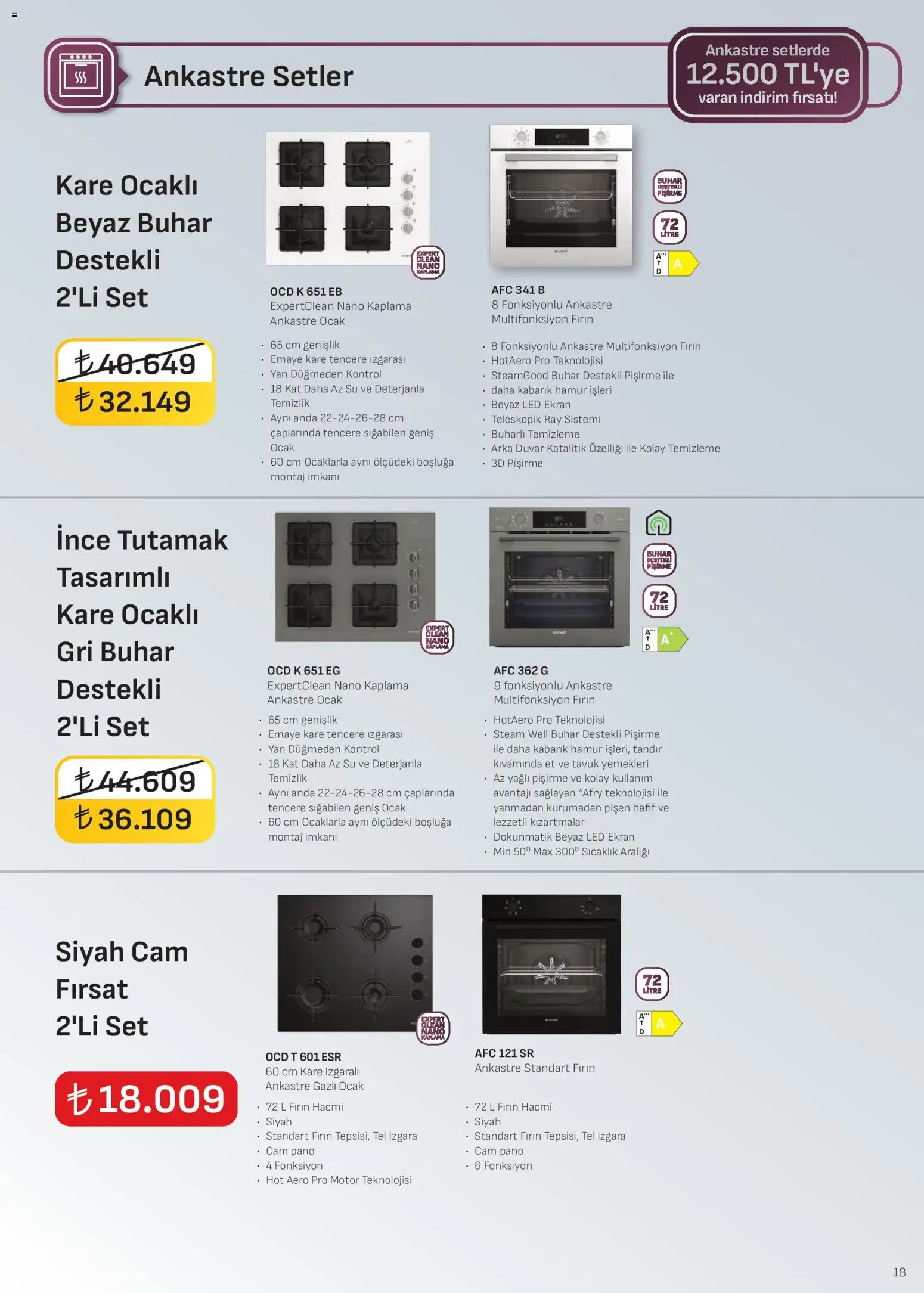 Arçelik - Ankastre Kataloğu - 01.03.2026 tarihinden itibaren geçerlidir | Sayfa: 18