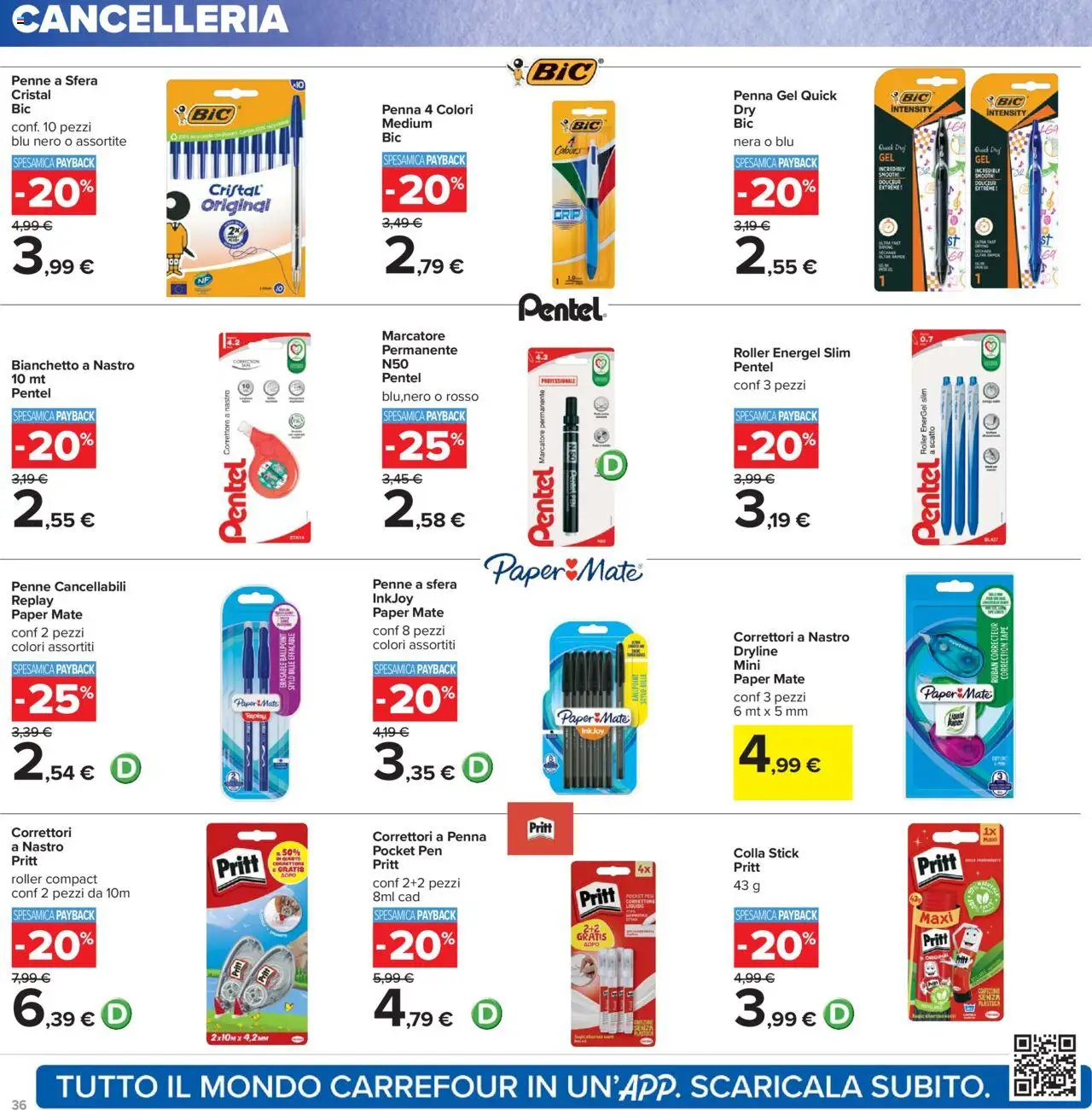 Volantino Carrefour del 05.09.2025 | Pagina: 36 | Prodotti: Colla, Penne, Correttore