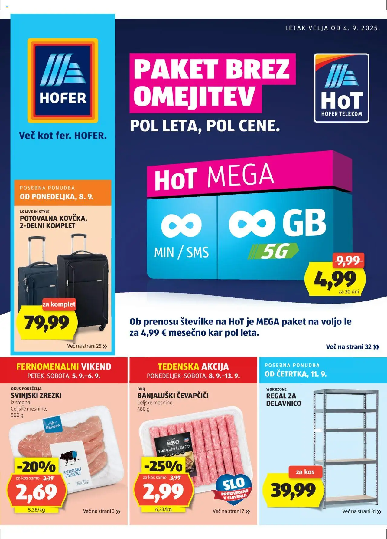 Hofer SI katalog | vrijedi od 04.09.2025 | Stranica: 1 | Proizvodi: Regal, Ćevapčići